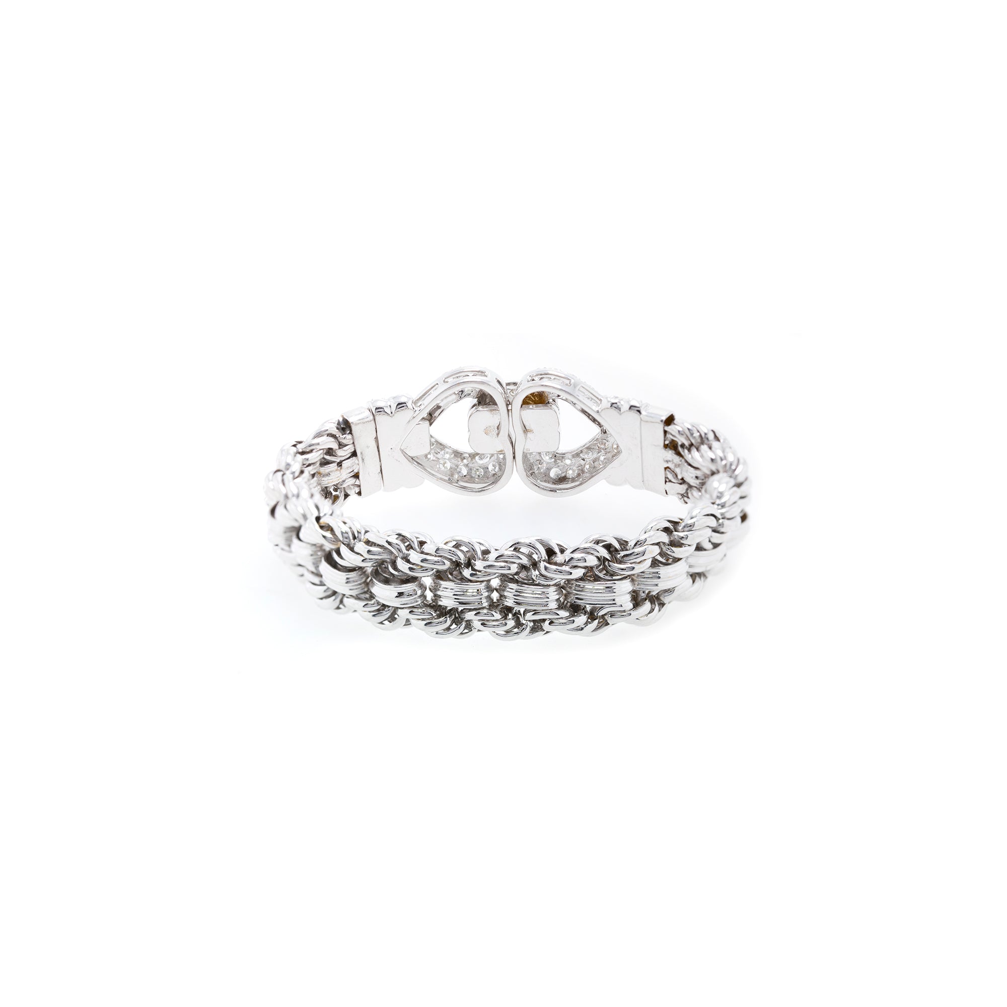 18-22k White Gold Diamond Heart Clasp Bracelet