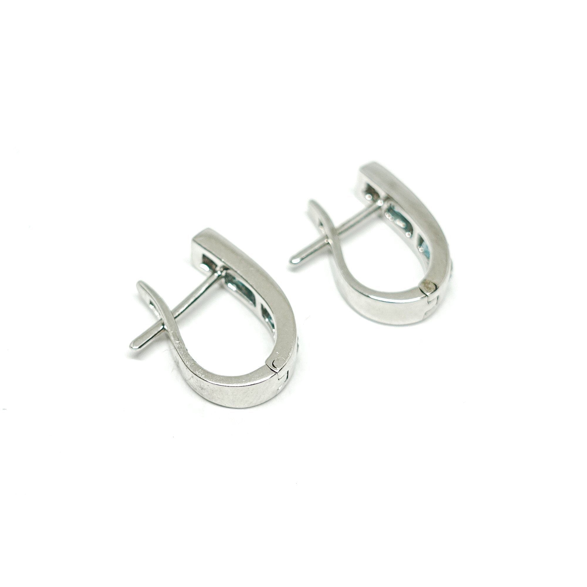 18 Karat White Gold Diamond and Blue Topaz Earrings