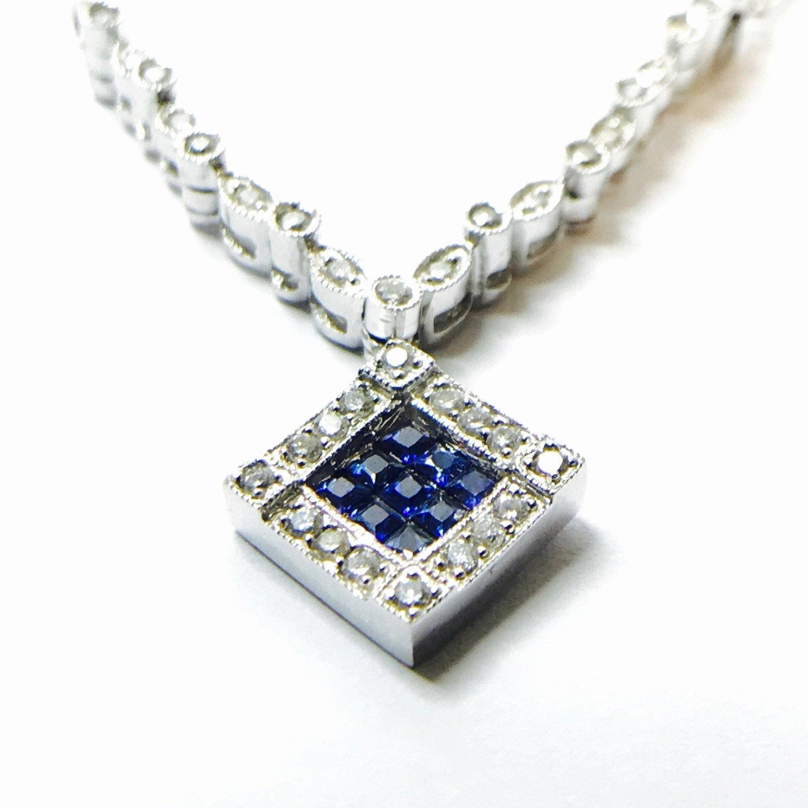 18K White Gold Dual Design Sapphire and Diamond Necklace