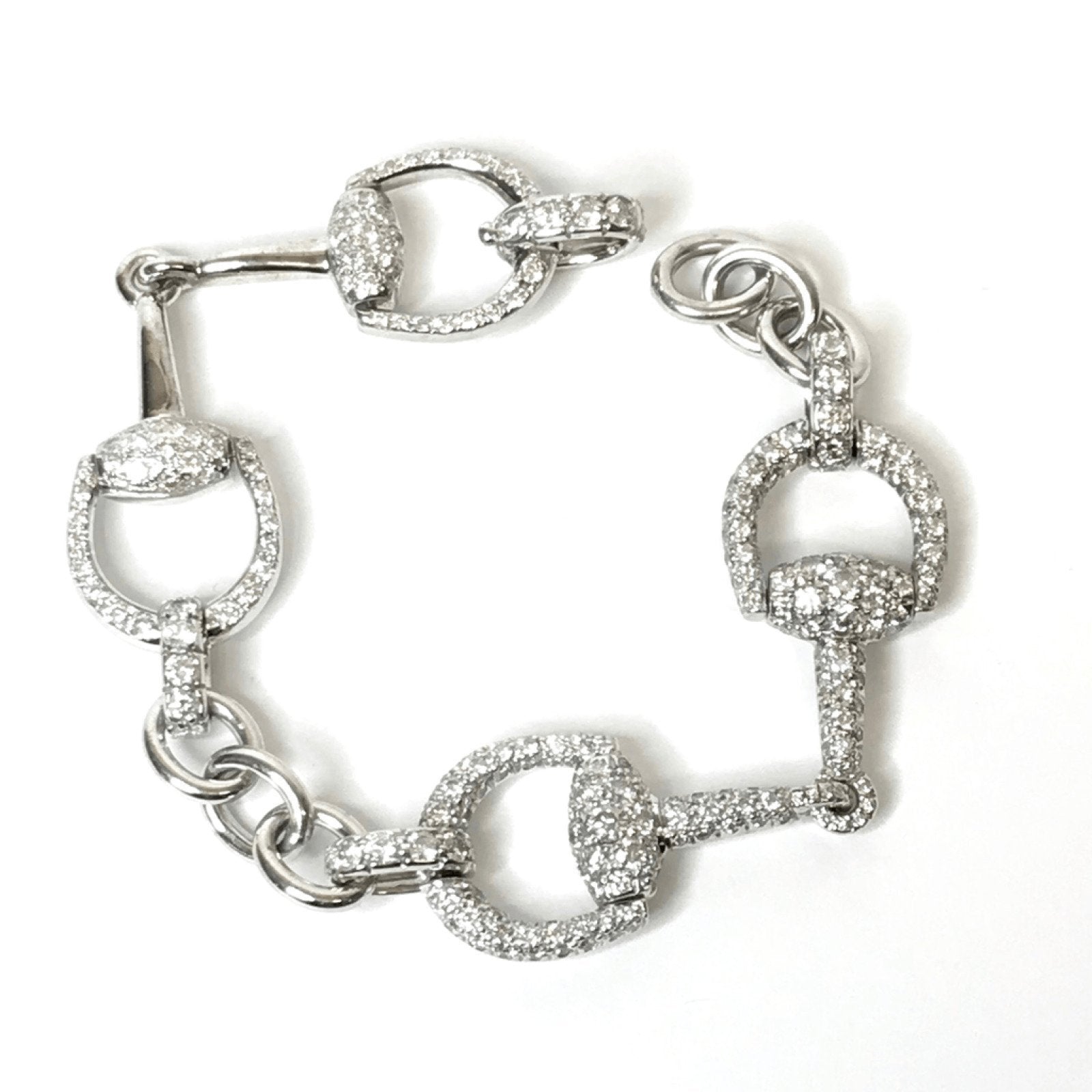 18K White Gold Gucci Horsebit Diamond Bracelet