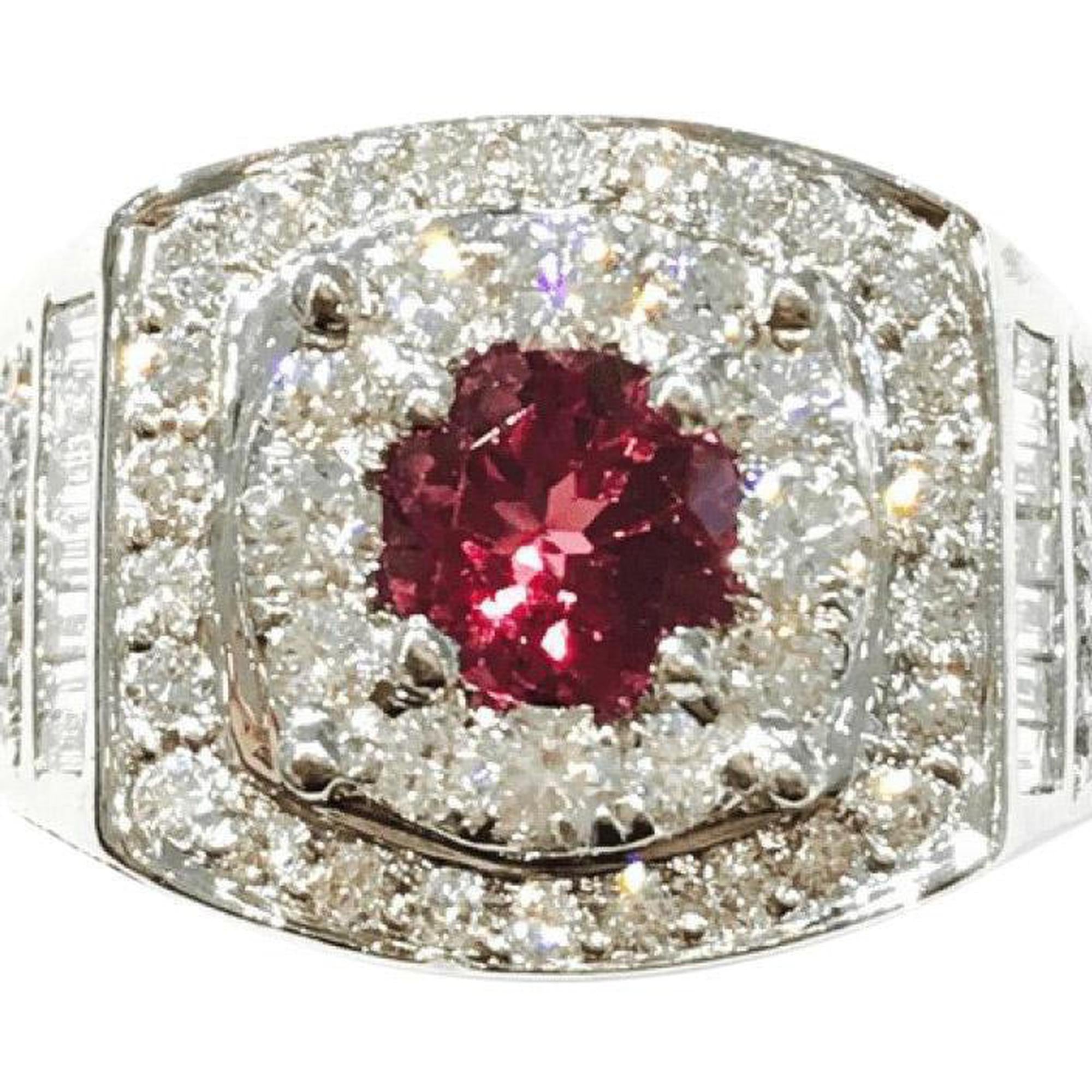 18K White Gold Pink Tourmaline and Diamond Ring