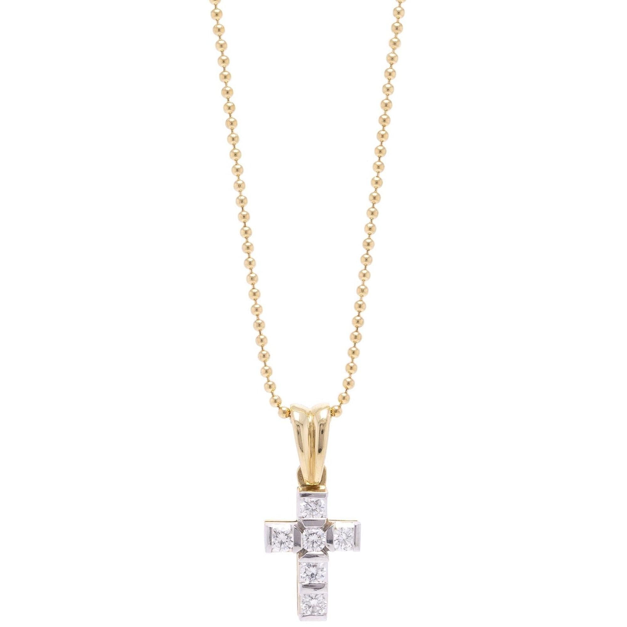 18k Gold & Diamond Cross Pendant Necklace