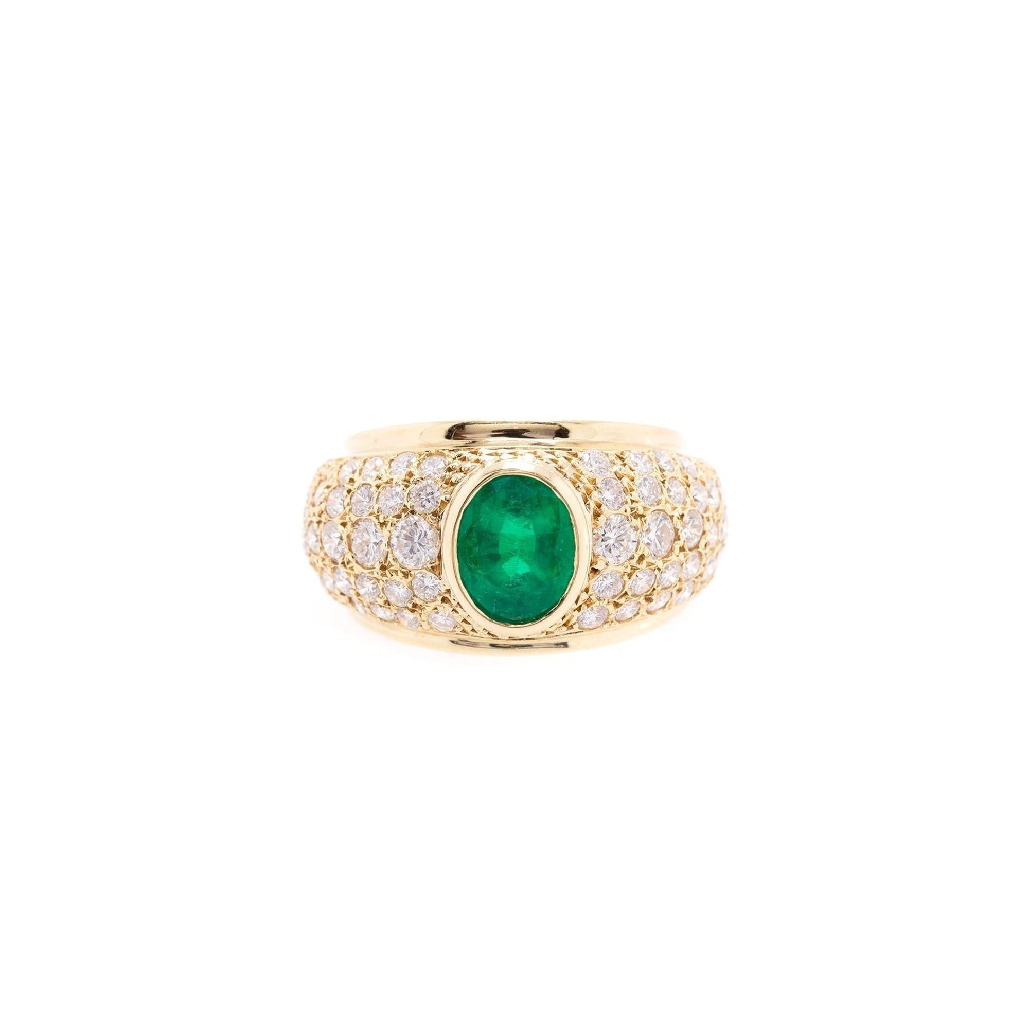 18k Gold Emerald & Diamond Cocktail Ring
