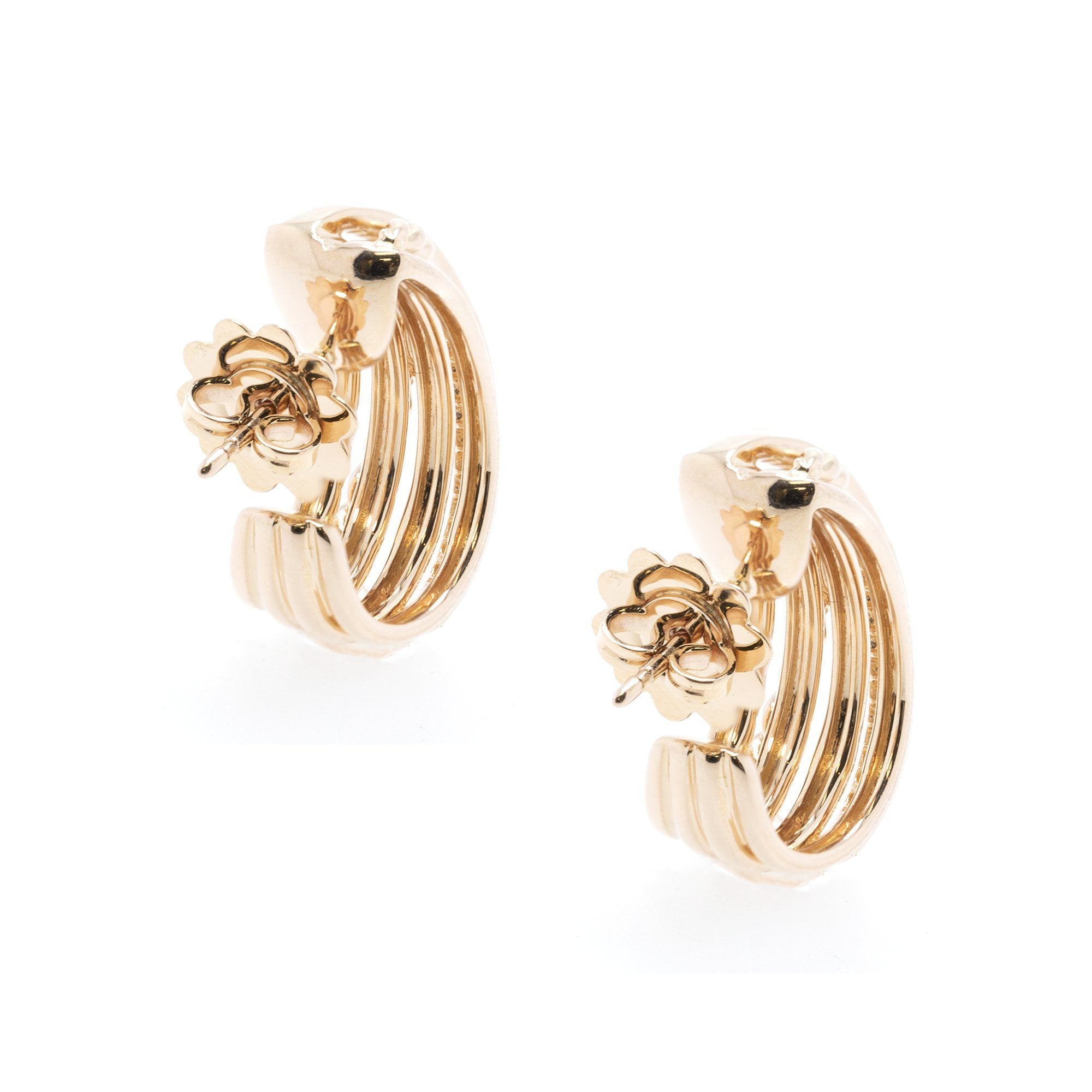 18k Rose Gold Diamond Crossover Hoop Earrings
