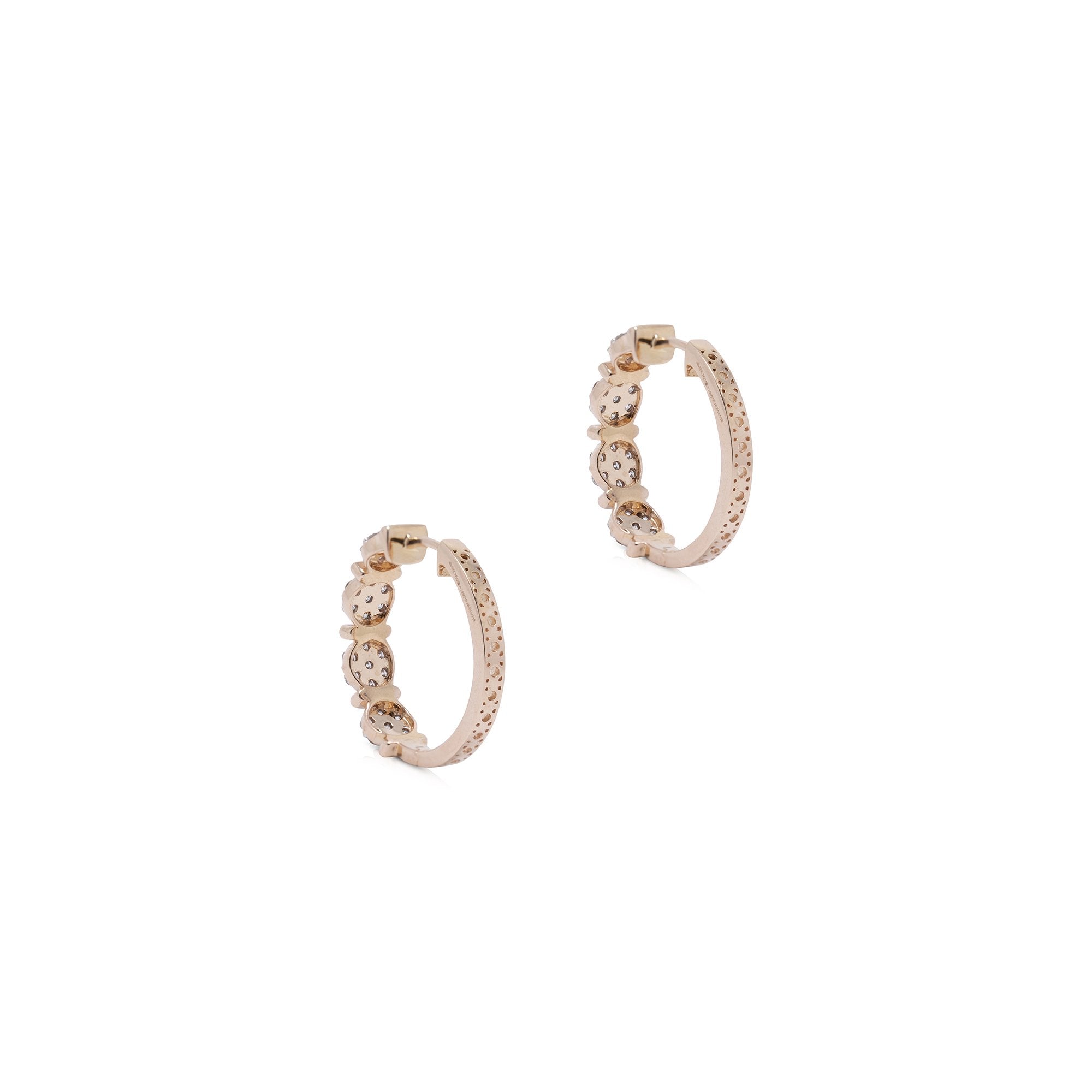 18k Rose Gold Diamond Hoop Earrings