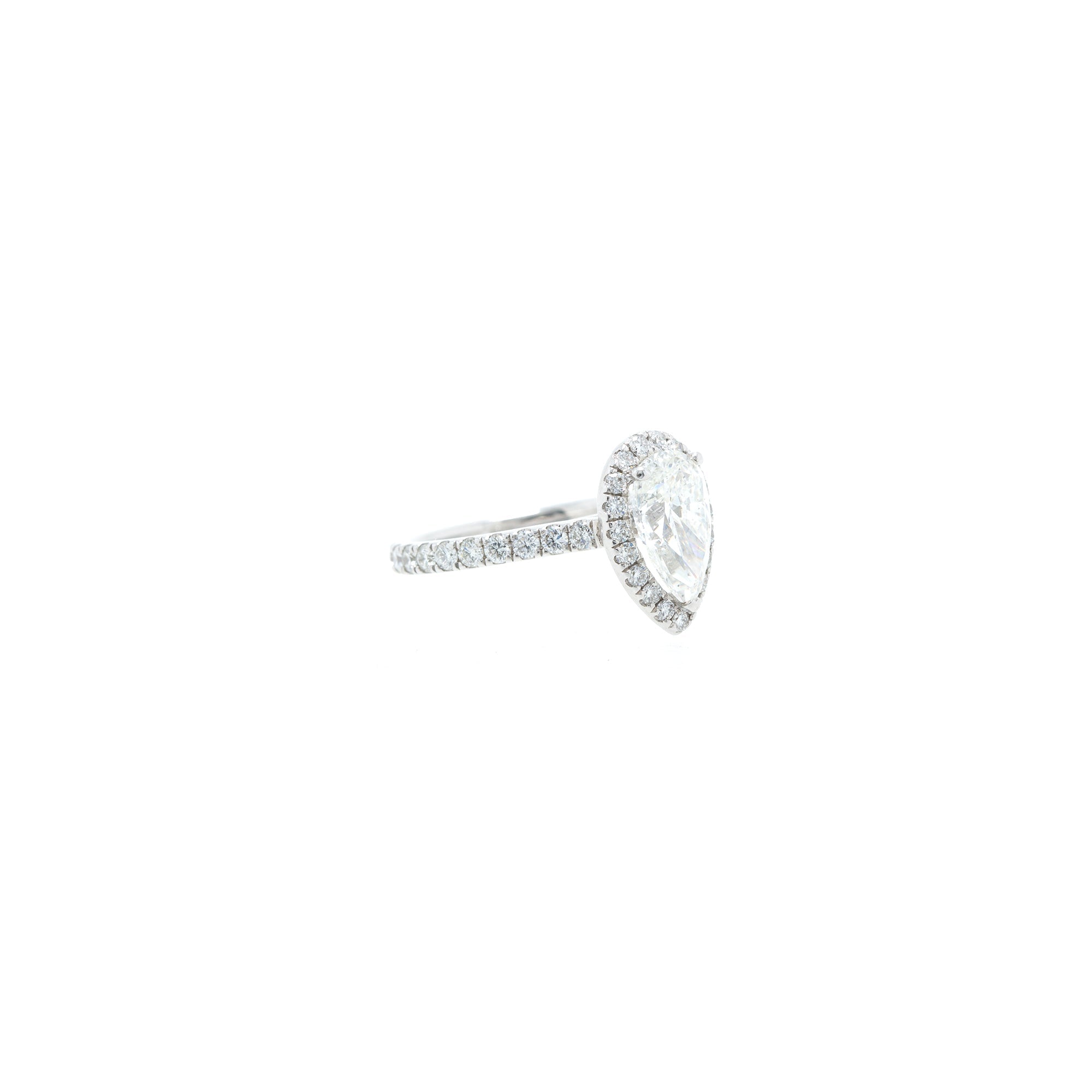 18k White Gold 1.18 ct. Pear Shaped Diamond Engagement Ring w/ GIA Diamond Certificate