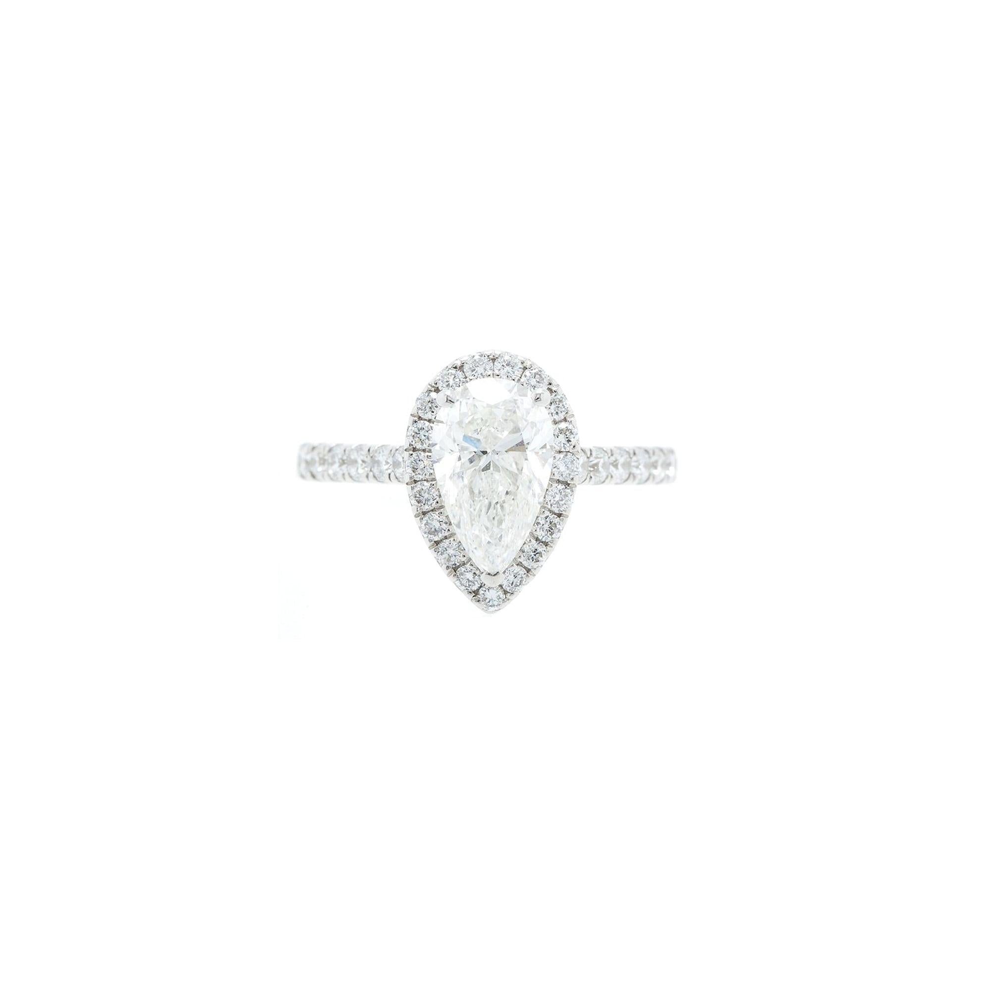 18k White Gold 1.18 ct. Pear Shaped Diamond Engagement Ring w/ GIA Diamond Certificate