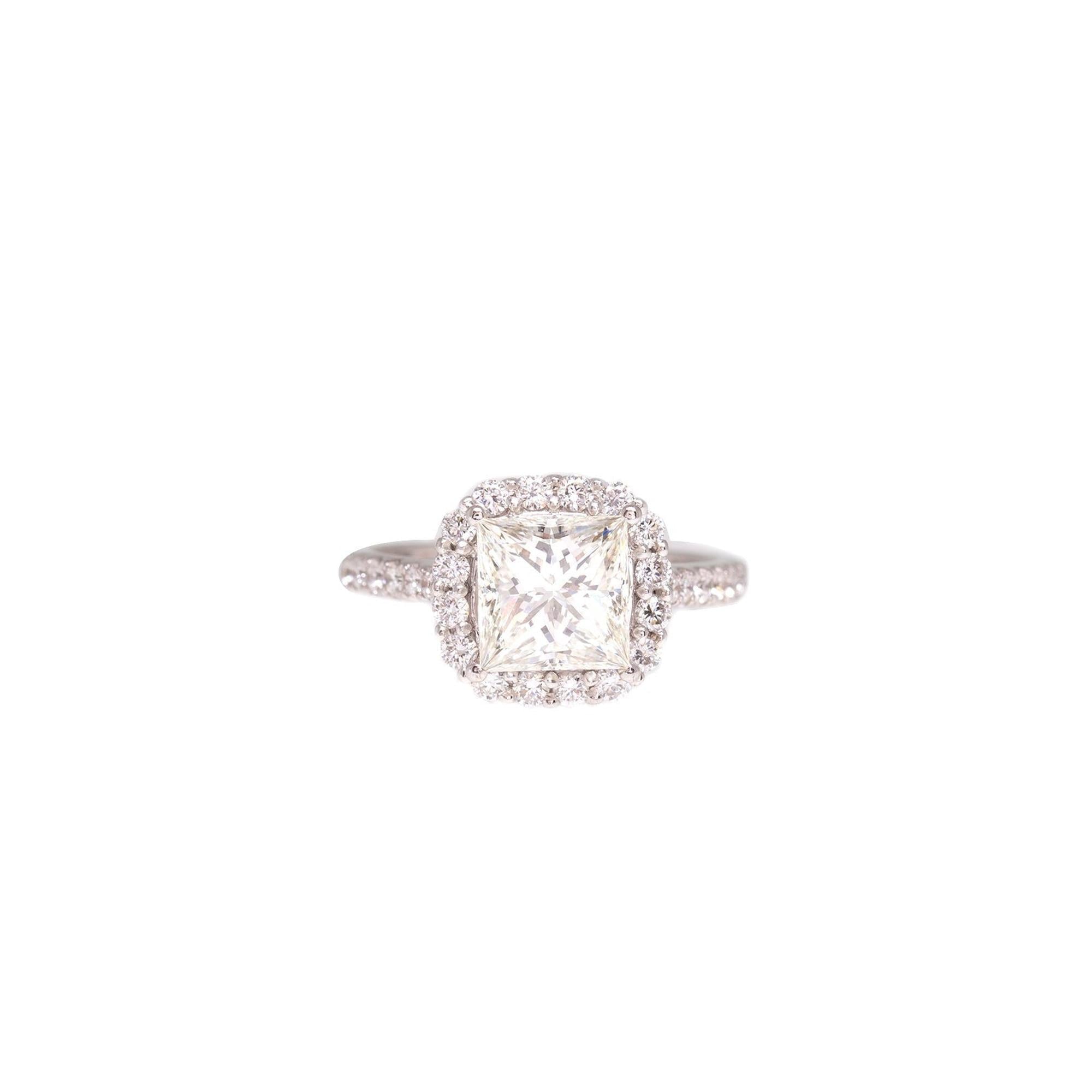 18k White Gold 2.02 ct. Princess Cut Diamond Engagement Ring w/ GIA