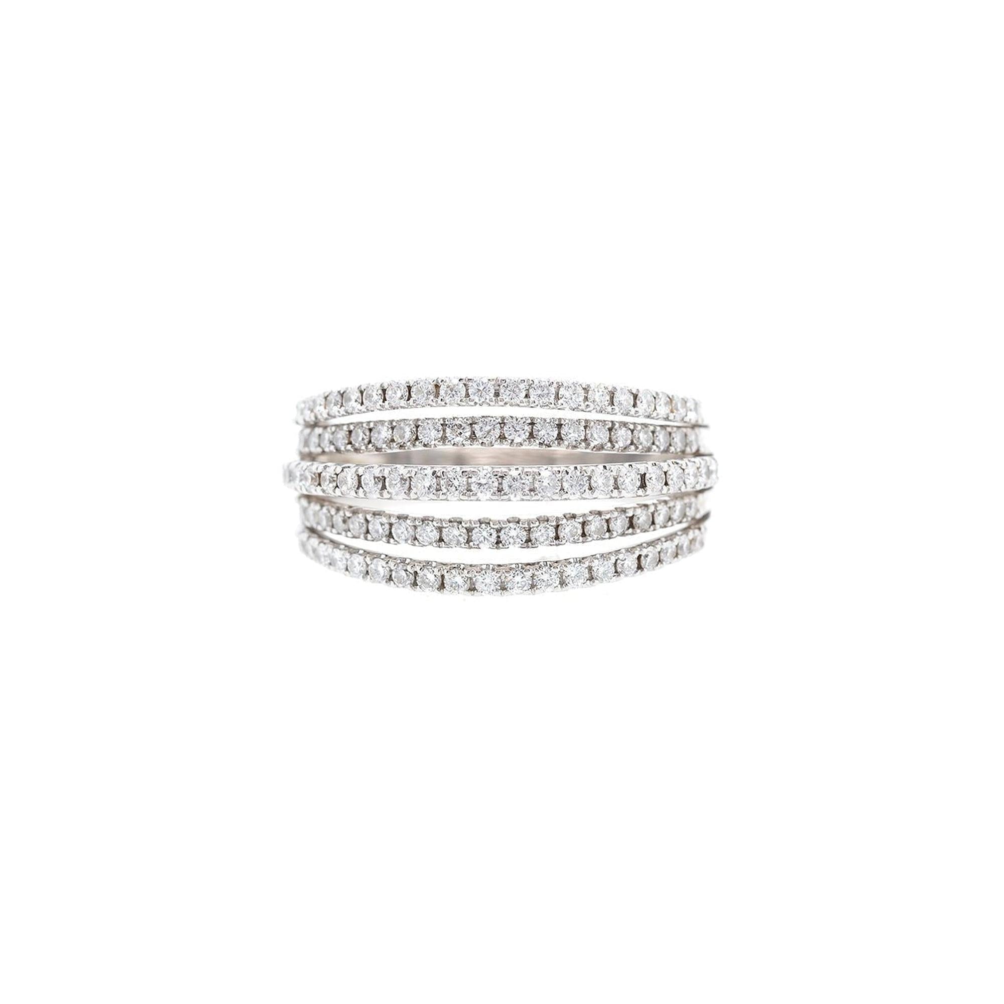 18k White Gold 5-Row Diamond Ring