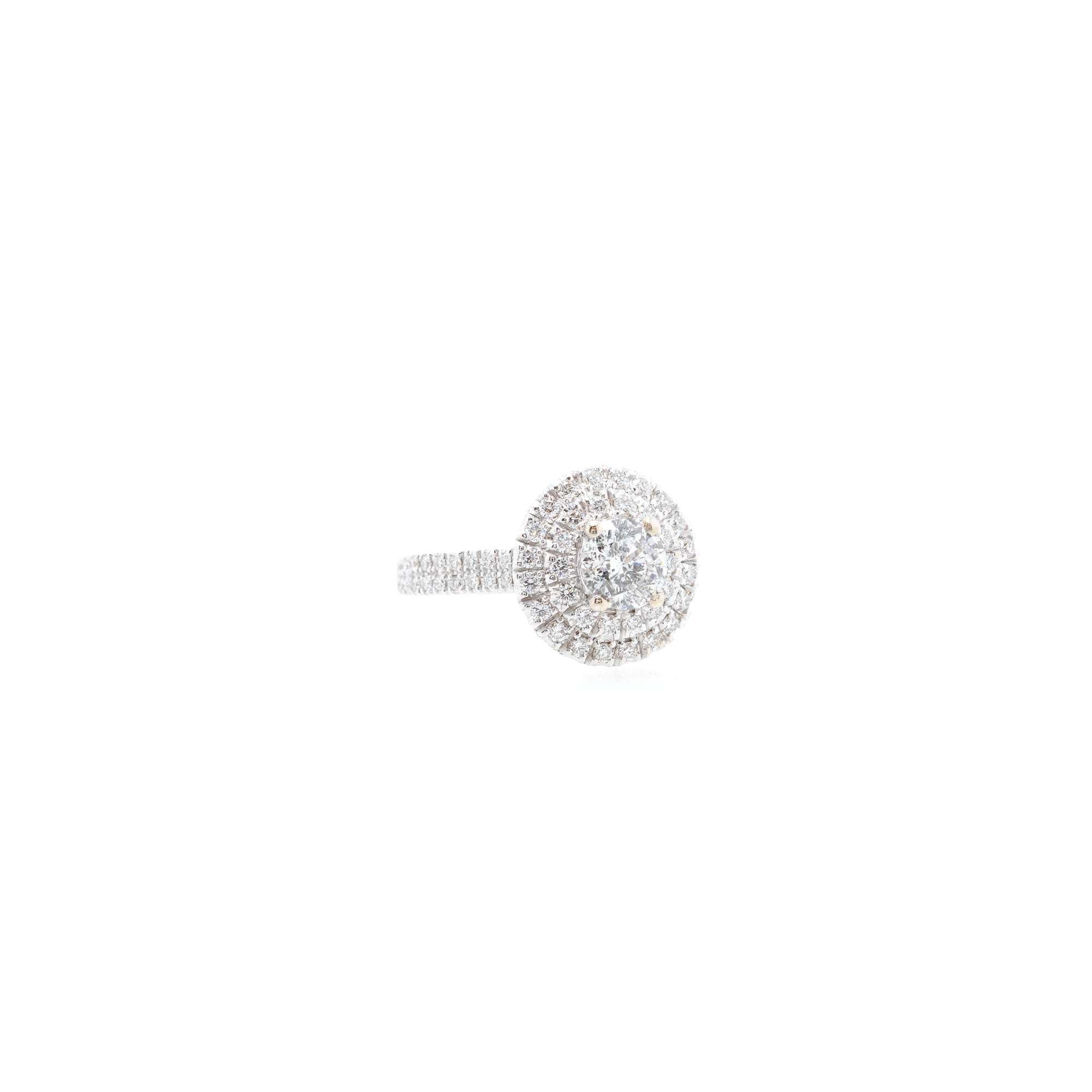 18k White Gold Diamond Halo Engagement Ring