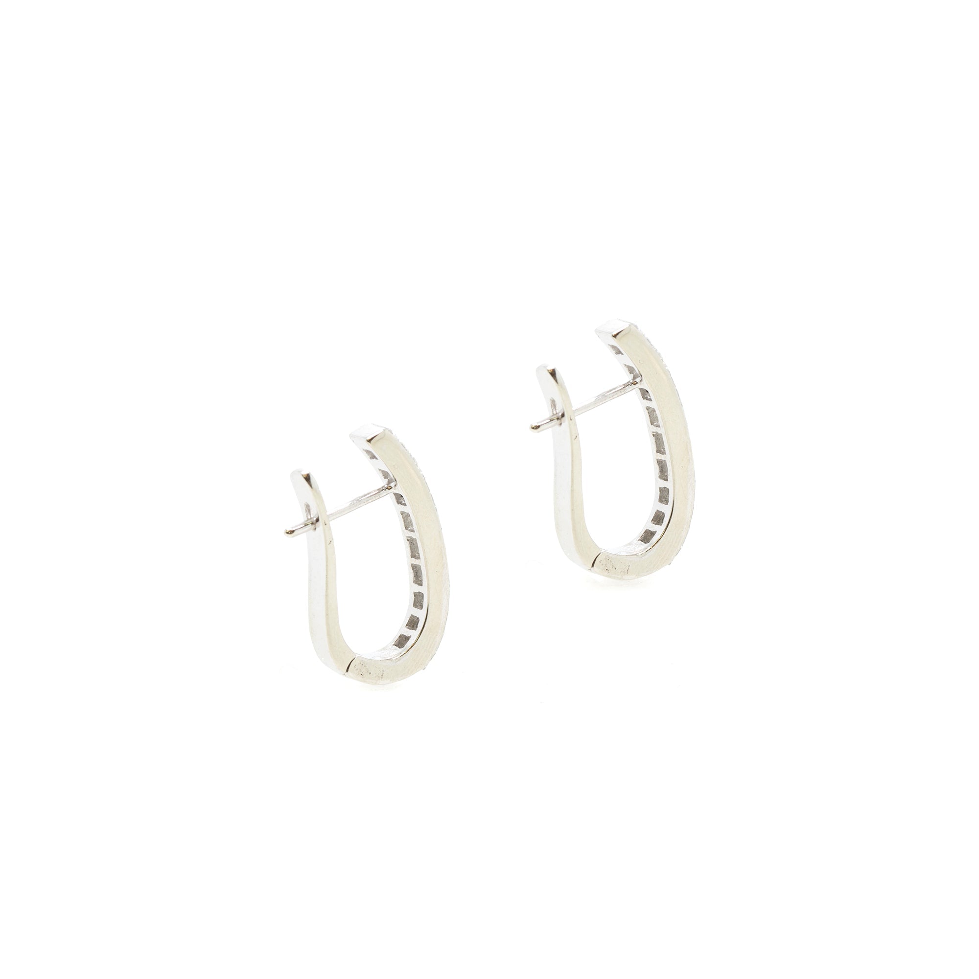 18k White Gold Diamond Huggie Earrings
