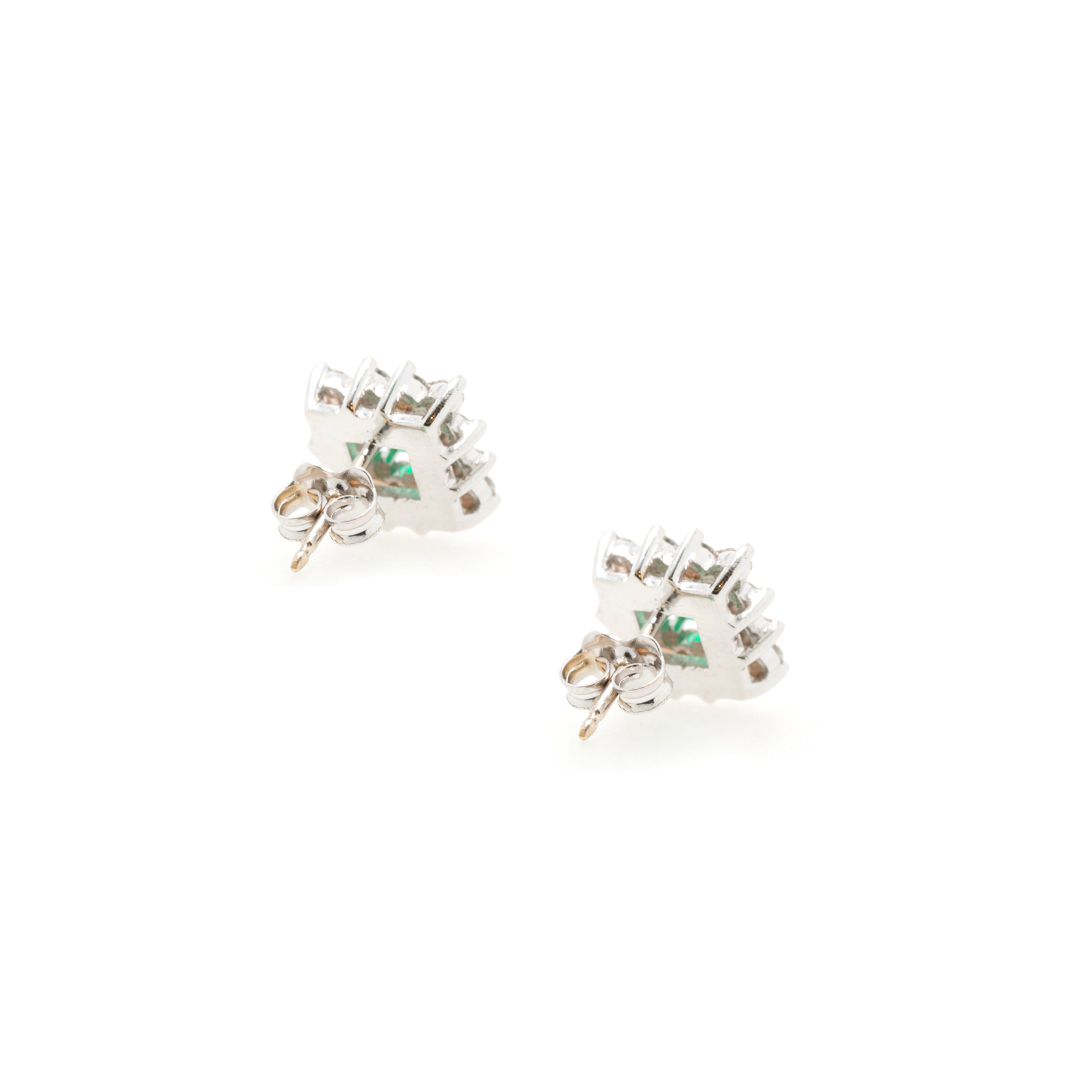 18k White Gold Emerald & Diamond Earrings