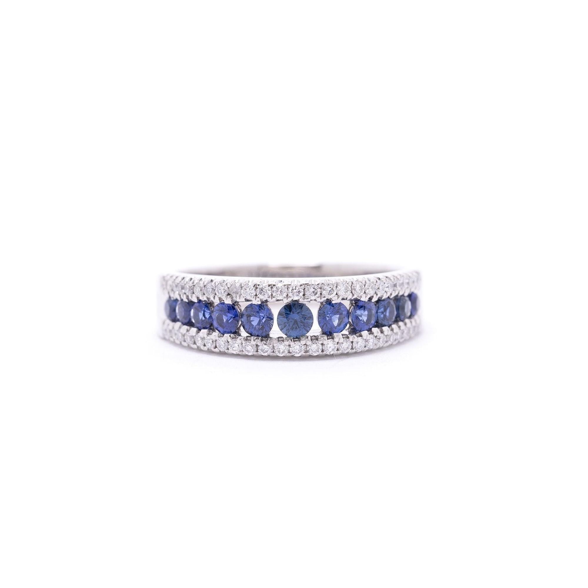 18k White Gold Sapphire & Diamond Band Ring