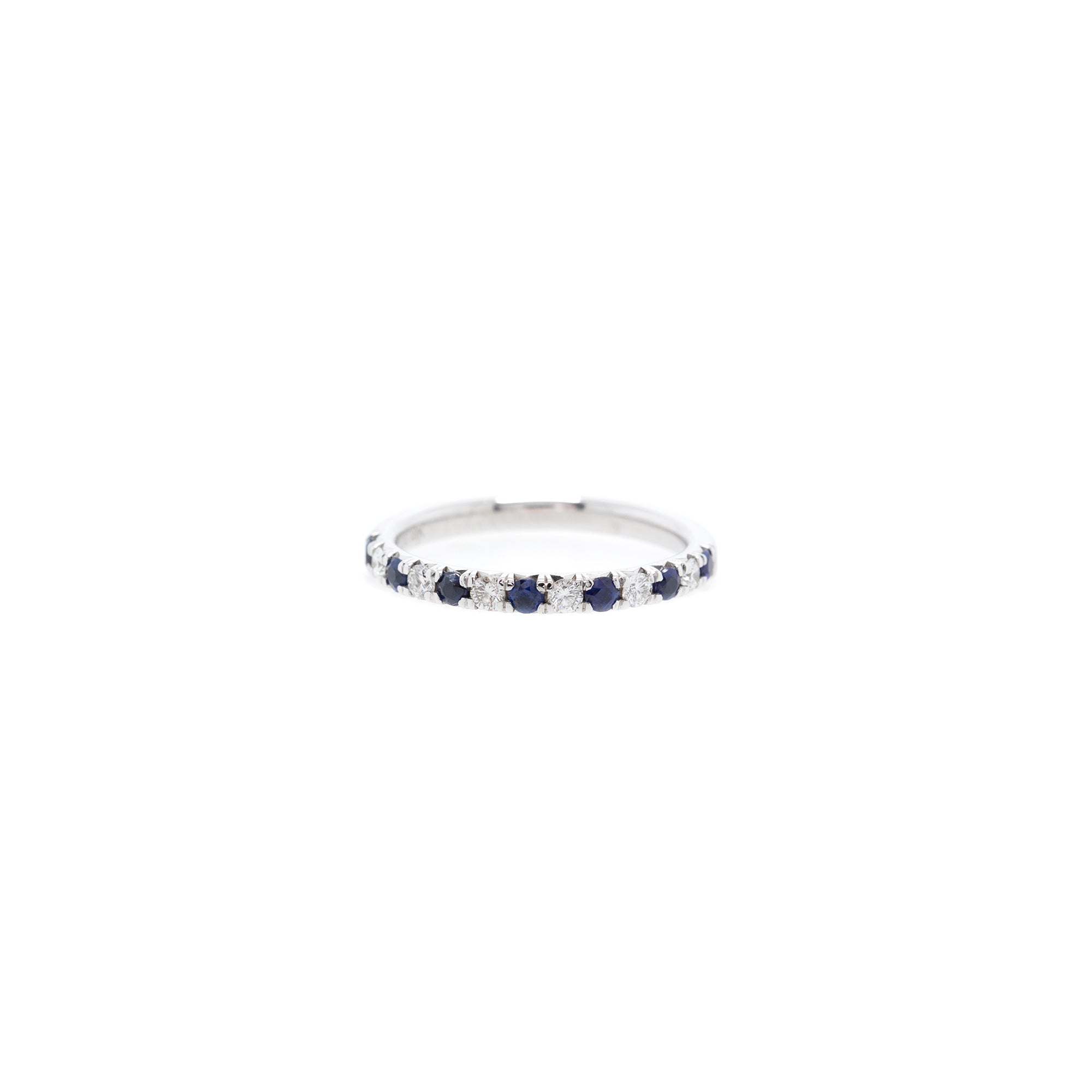 18k White Gold Sapphire & Diamond Band Ring