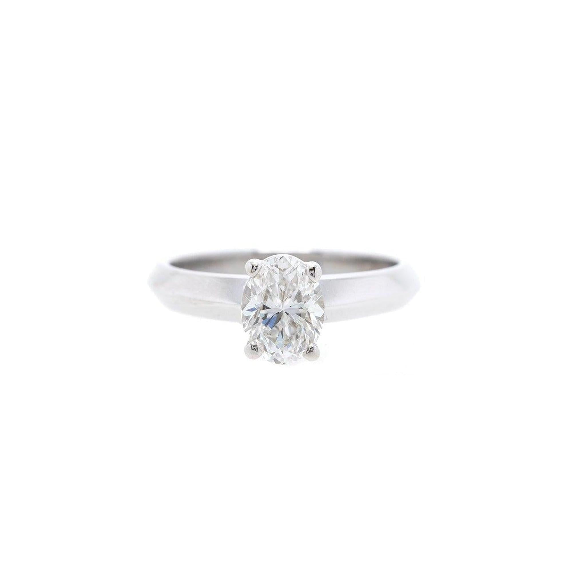 18k White Gold Solitaire 1.05 ct. Oval Diamond Engagement Ring