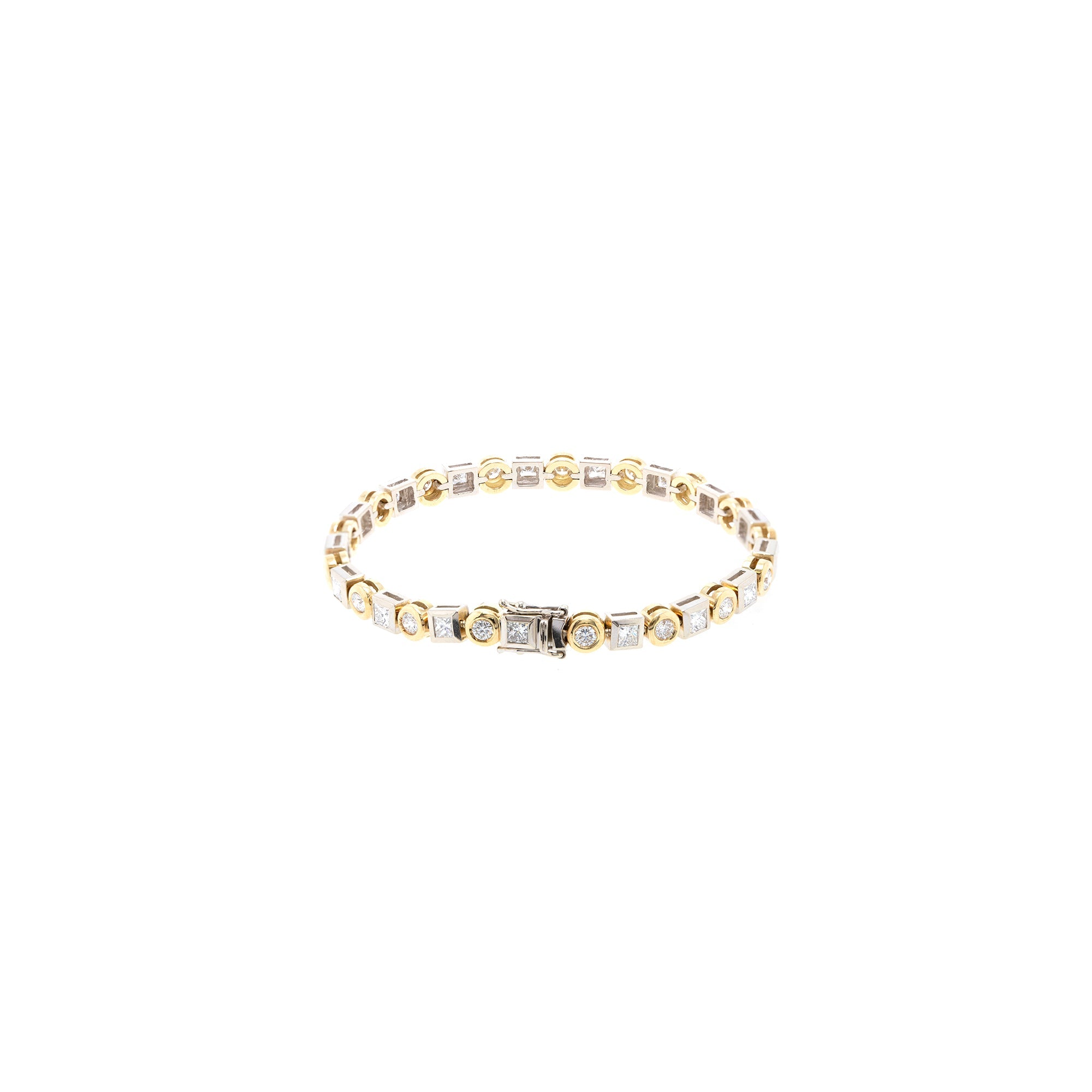 18k Yellow & White Gold Diamond Tennis Bracelet
