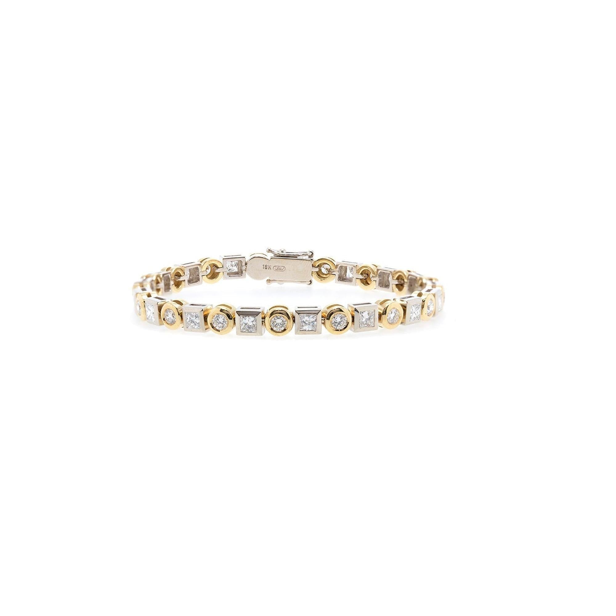 18k Yellow & White Gold Diamond Tennis Bracelet