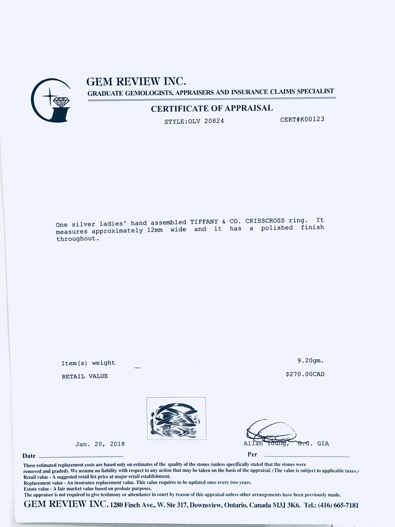 Tiffany & Co. Crossover Ring