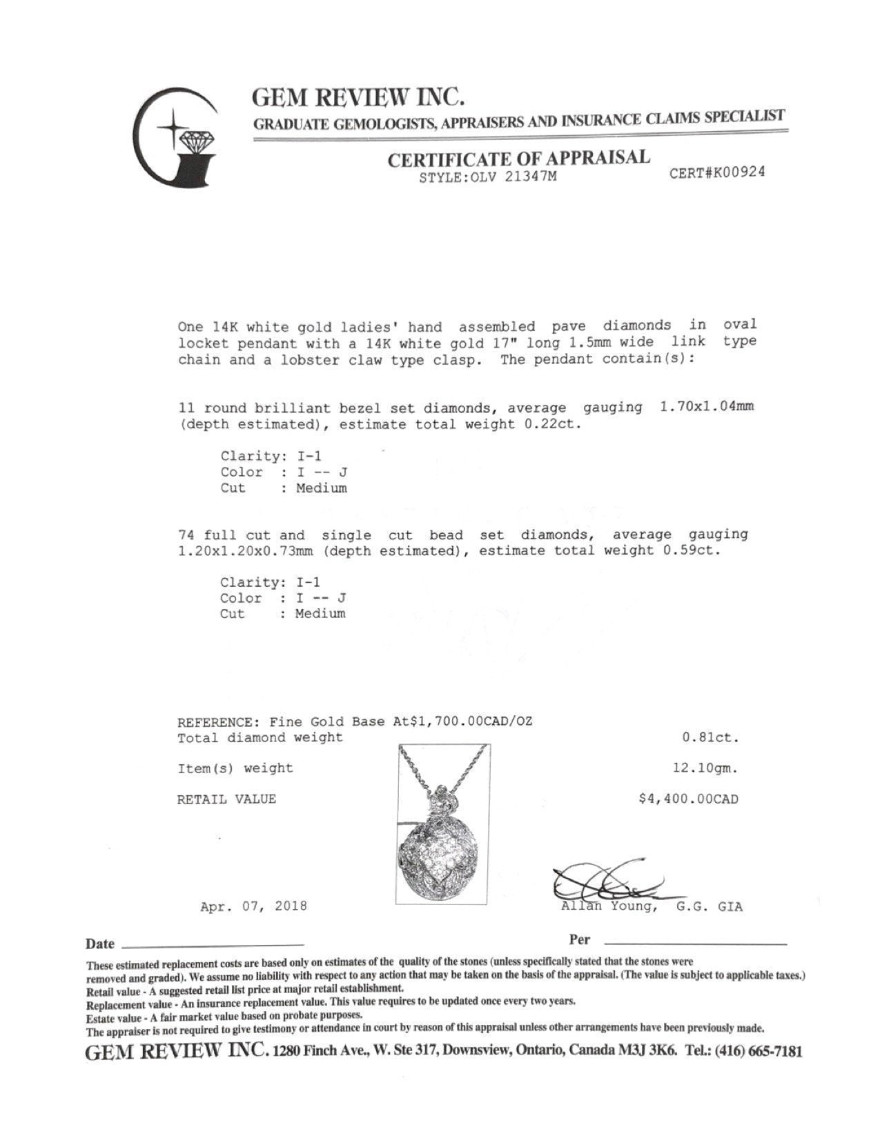 Pave Diamond Oval Locket Pendant