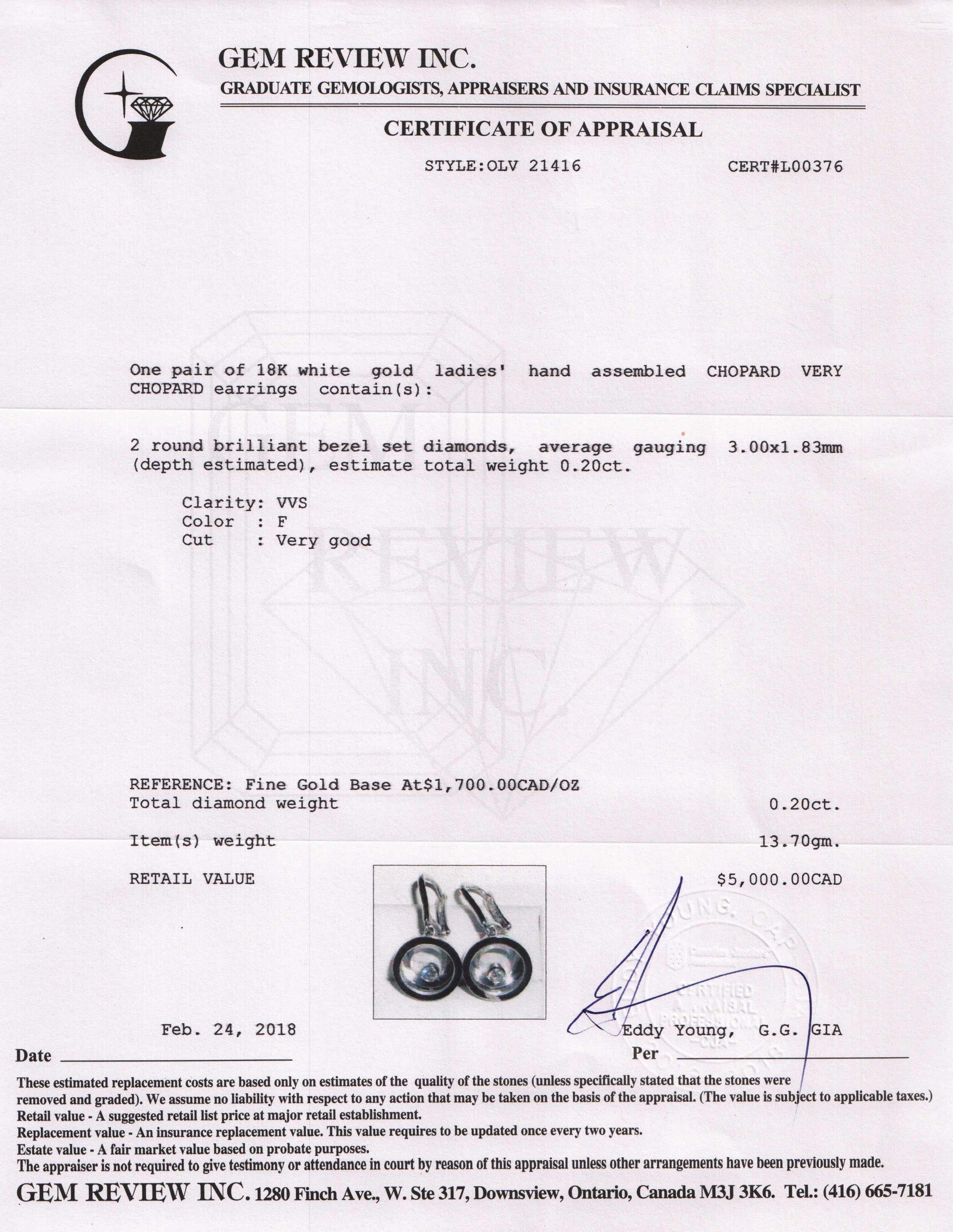 18K White Gold Chopard Very Chopard Diamond Earrings