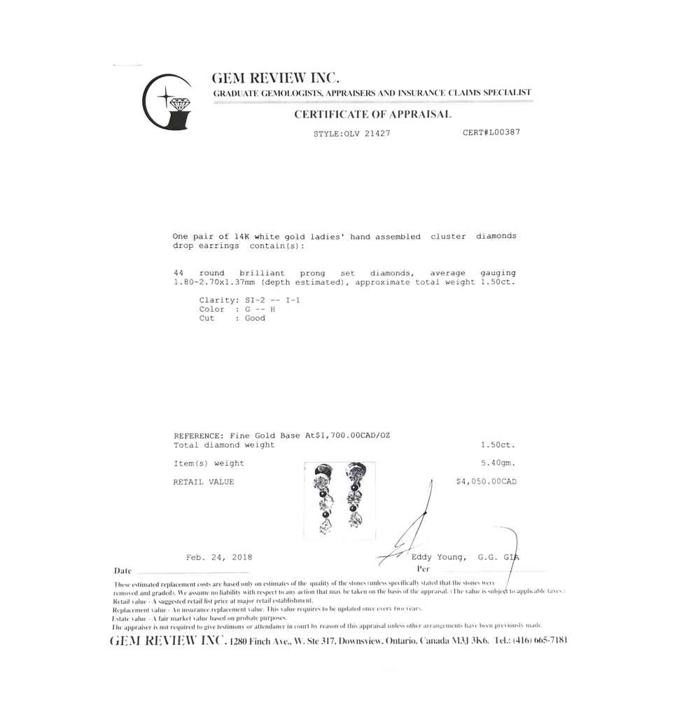 Diamond Cluster Drop Earrings