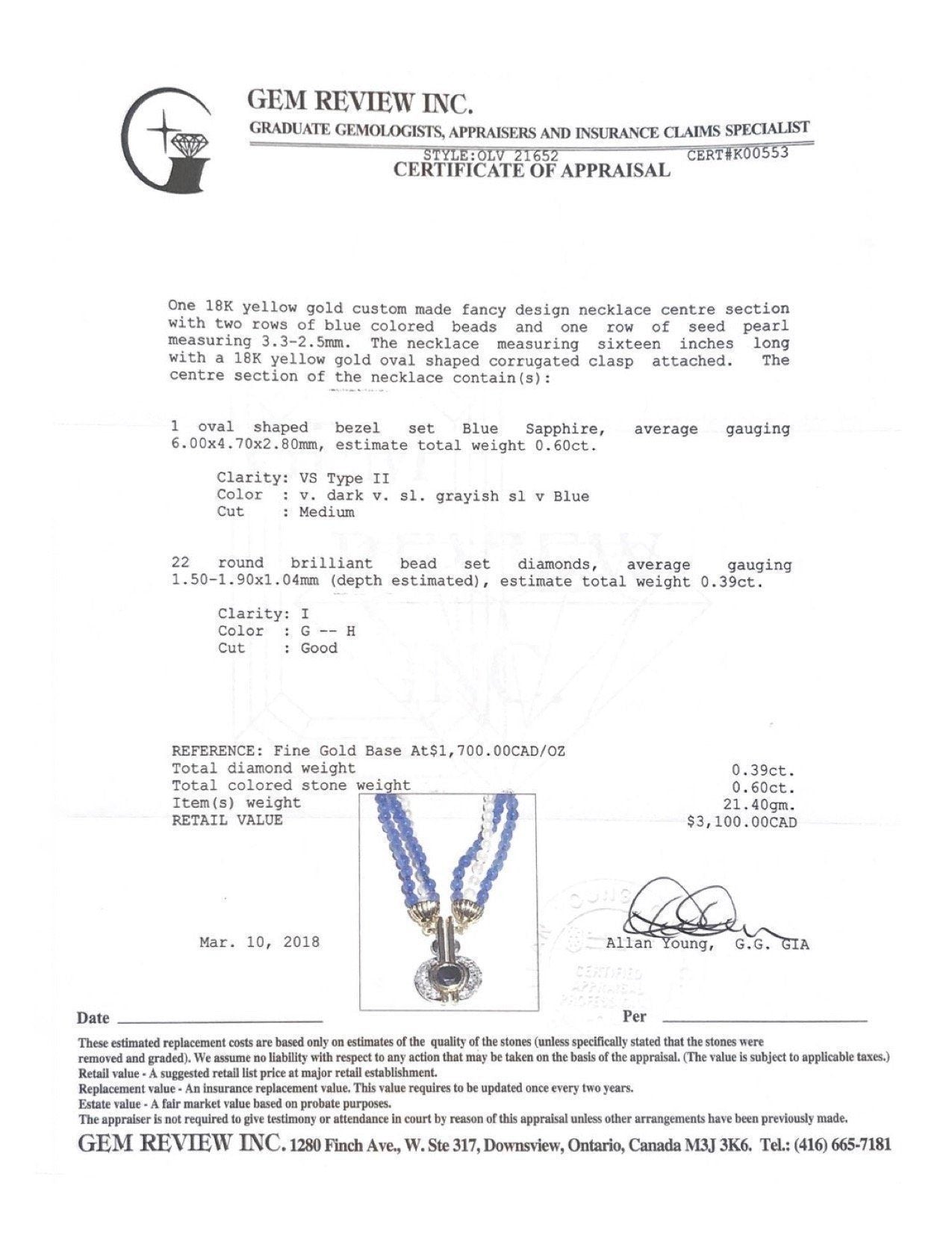 Diamond, Sapphire and Seed Pearl Beaded Necklace