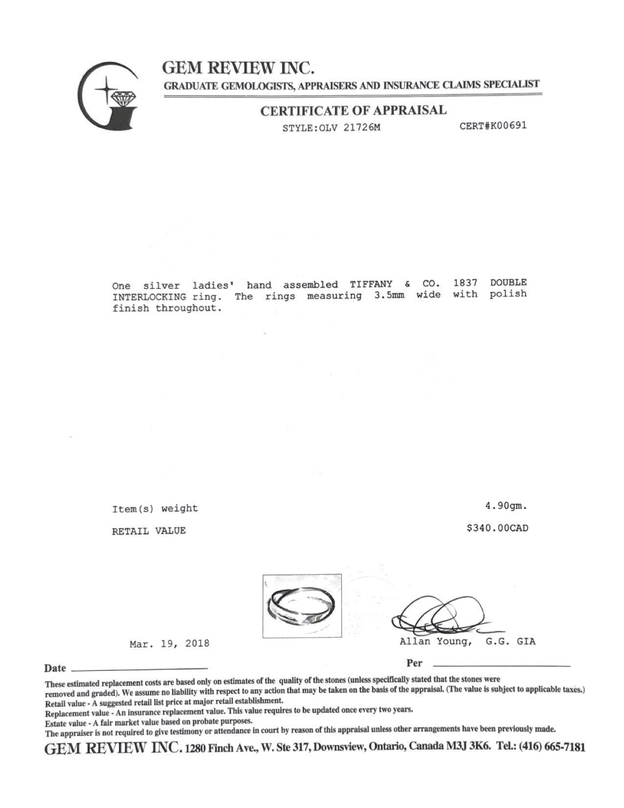 Tiffany & Co. 1837 Double Interlocking Ring in Sterling Silver