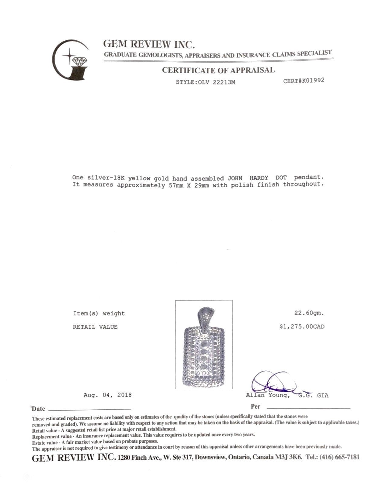 John Hardy Dot Pendant