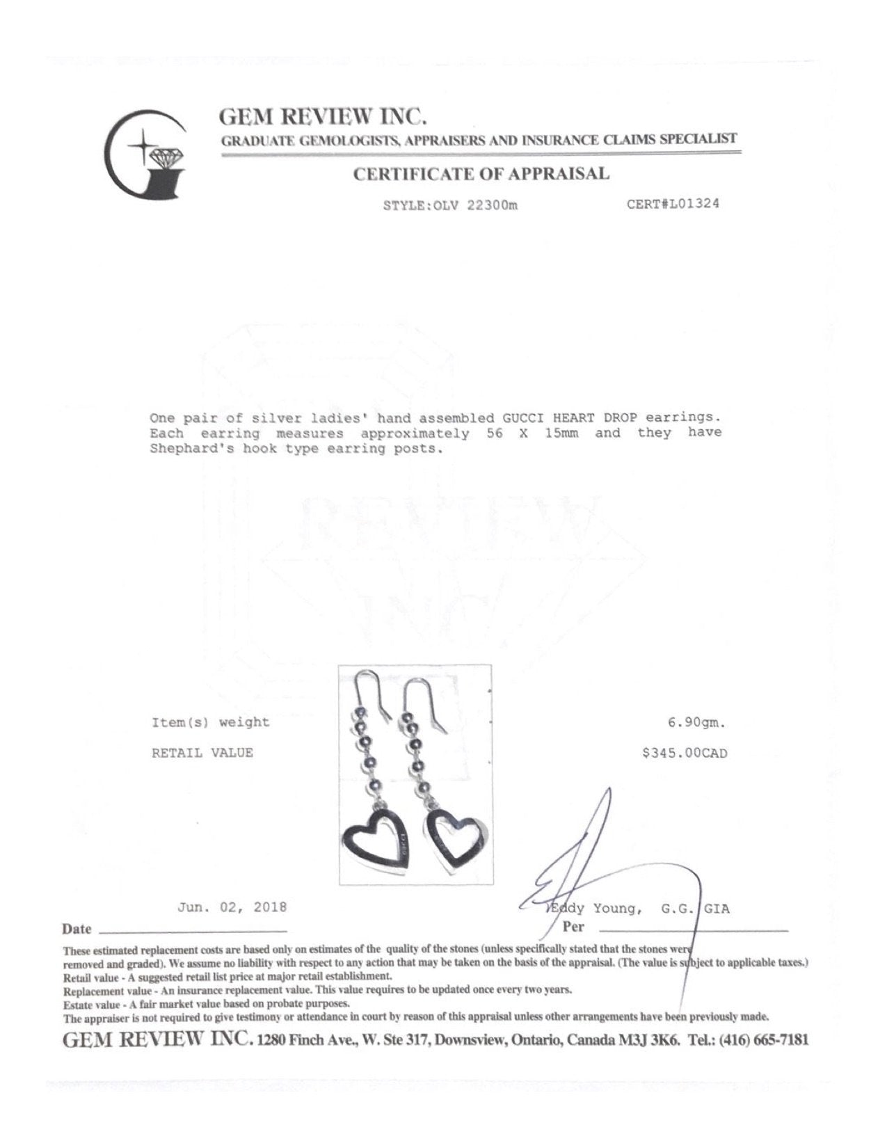 Gucci Heart Toggle Drop Earrings