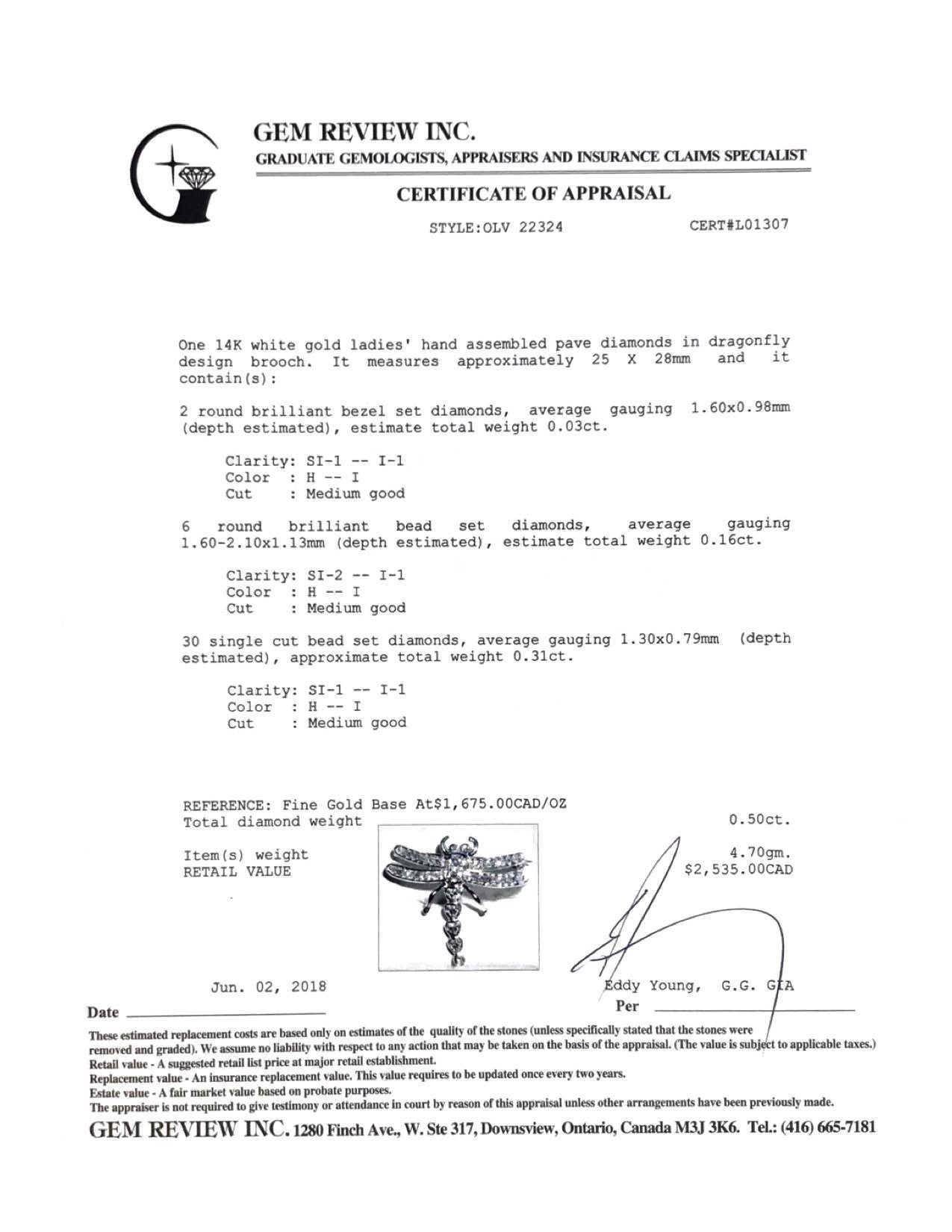 Diamond Dragonfly Brooch