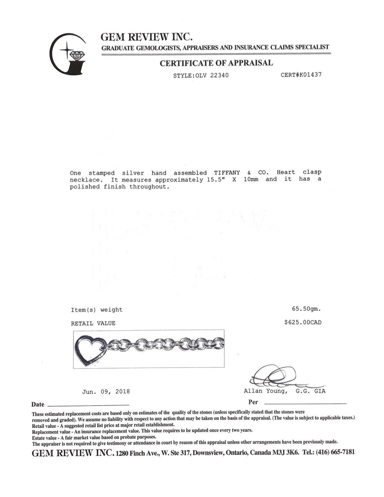 Tiffany & Co. Heart Clasp Link Necklace