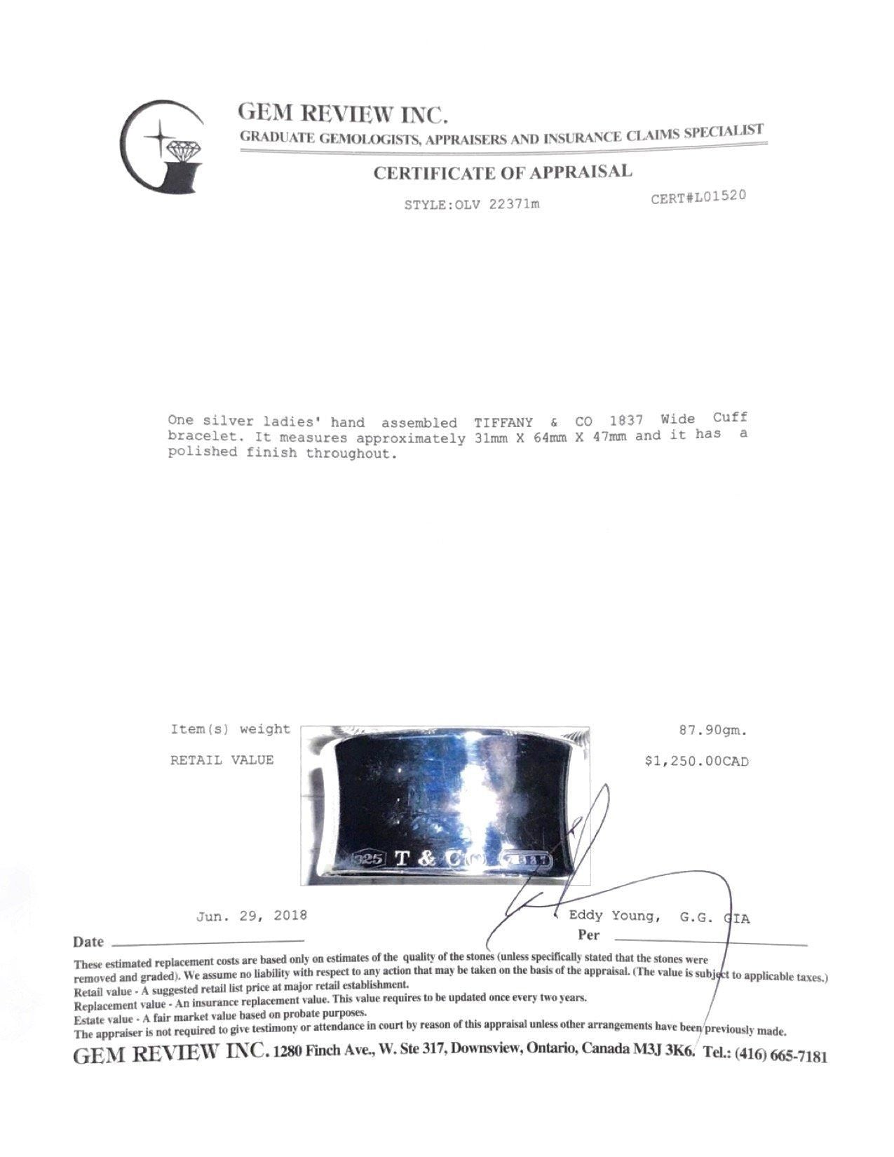 Tiffany & Co. 1837 Wide Cuff