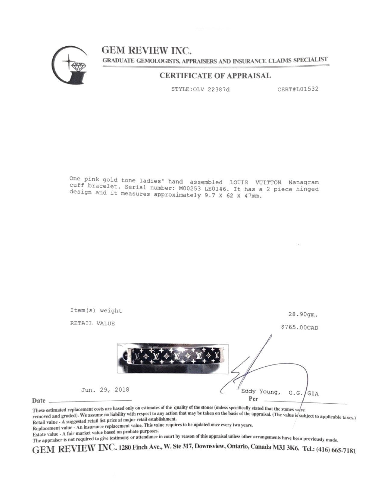 Louis Vuitton Nanogram Cuff