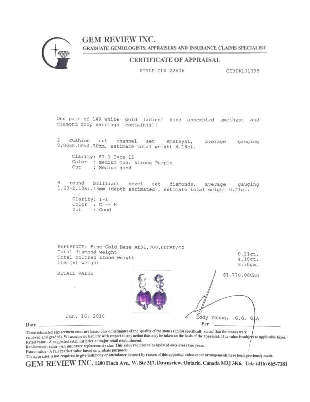 Amethyst and Diamond Drop Earrings