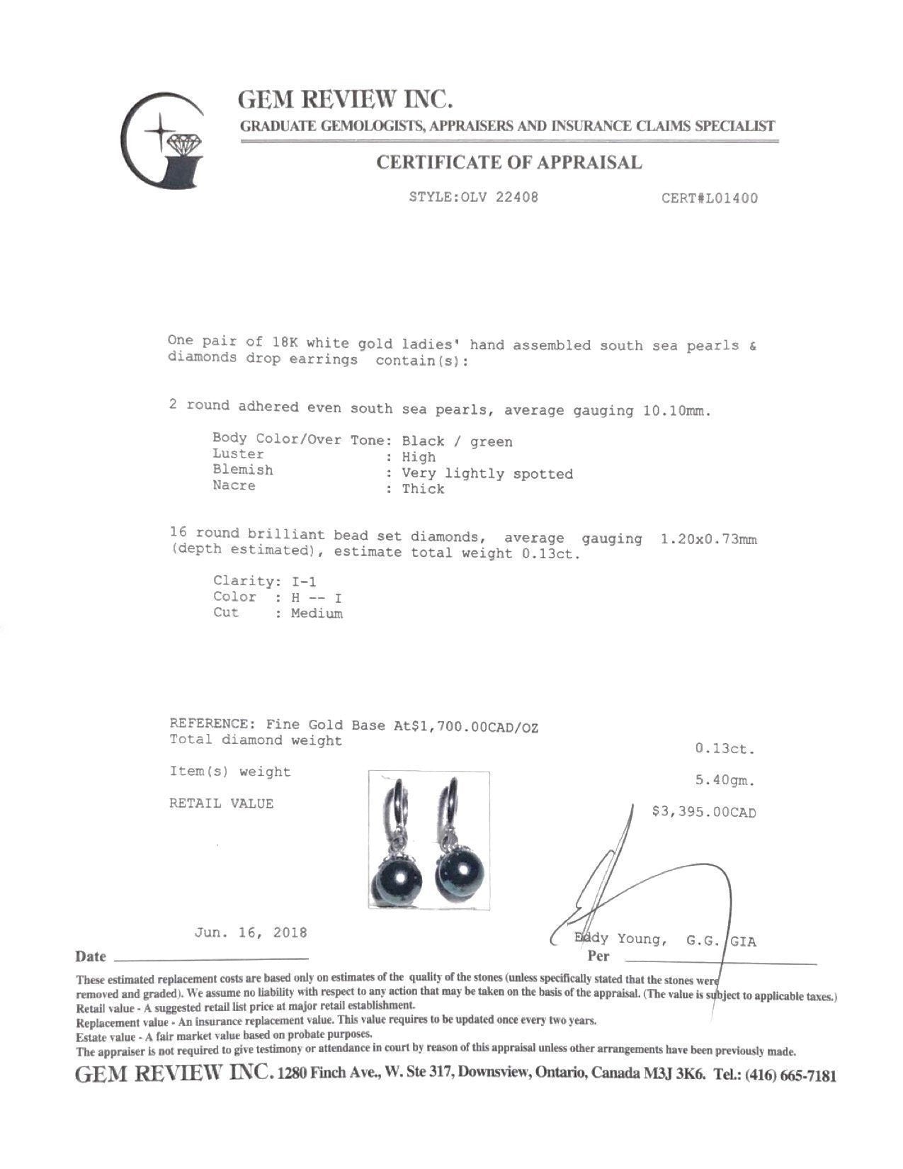 South Sea Pearl and Diamond Drop Earrings