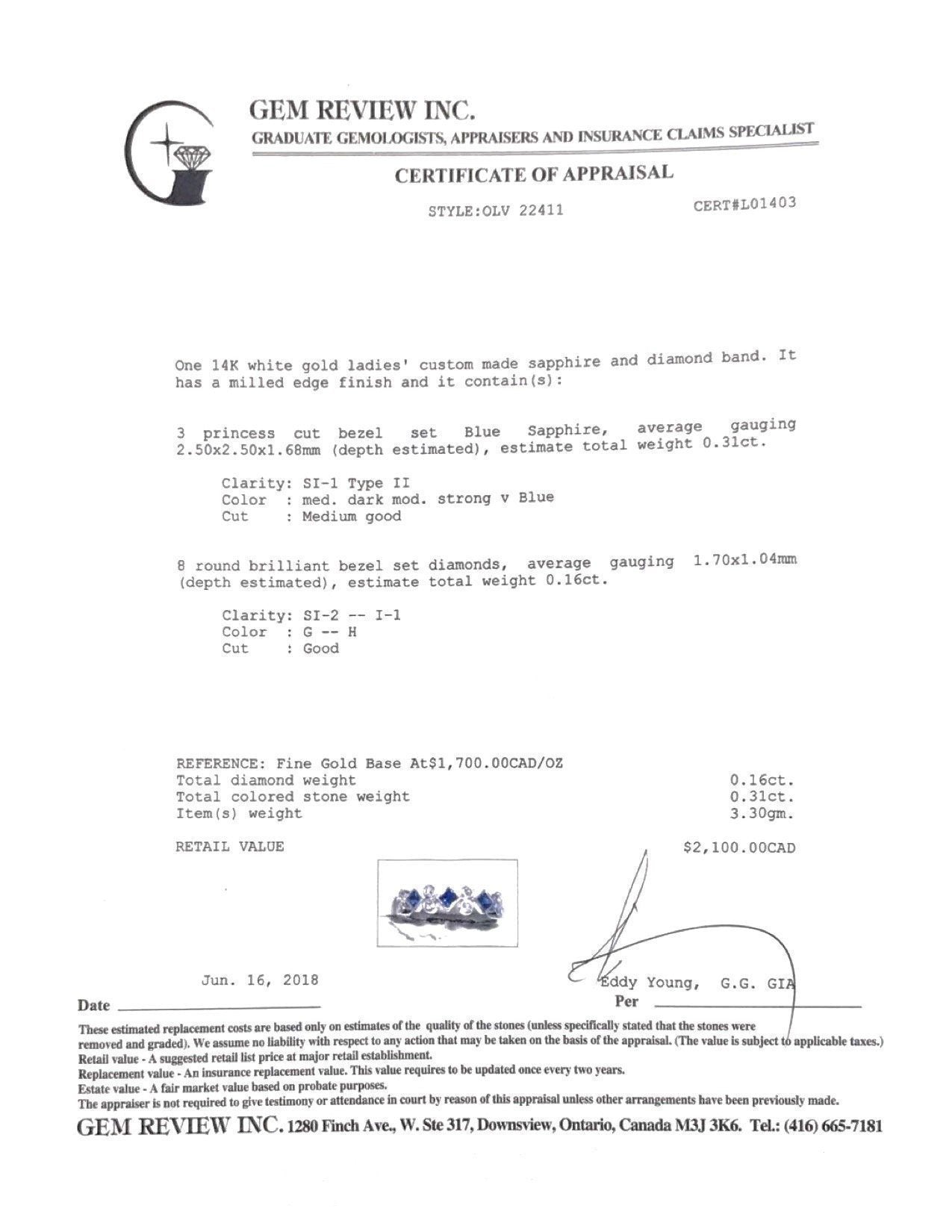 Sapphire and Diamond Band Ring