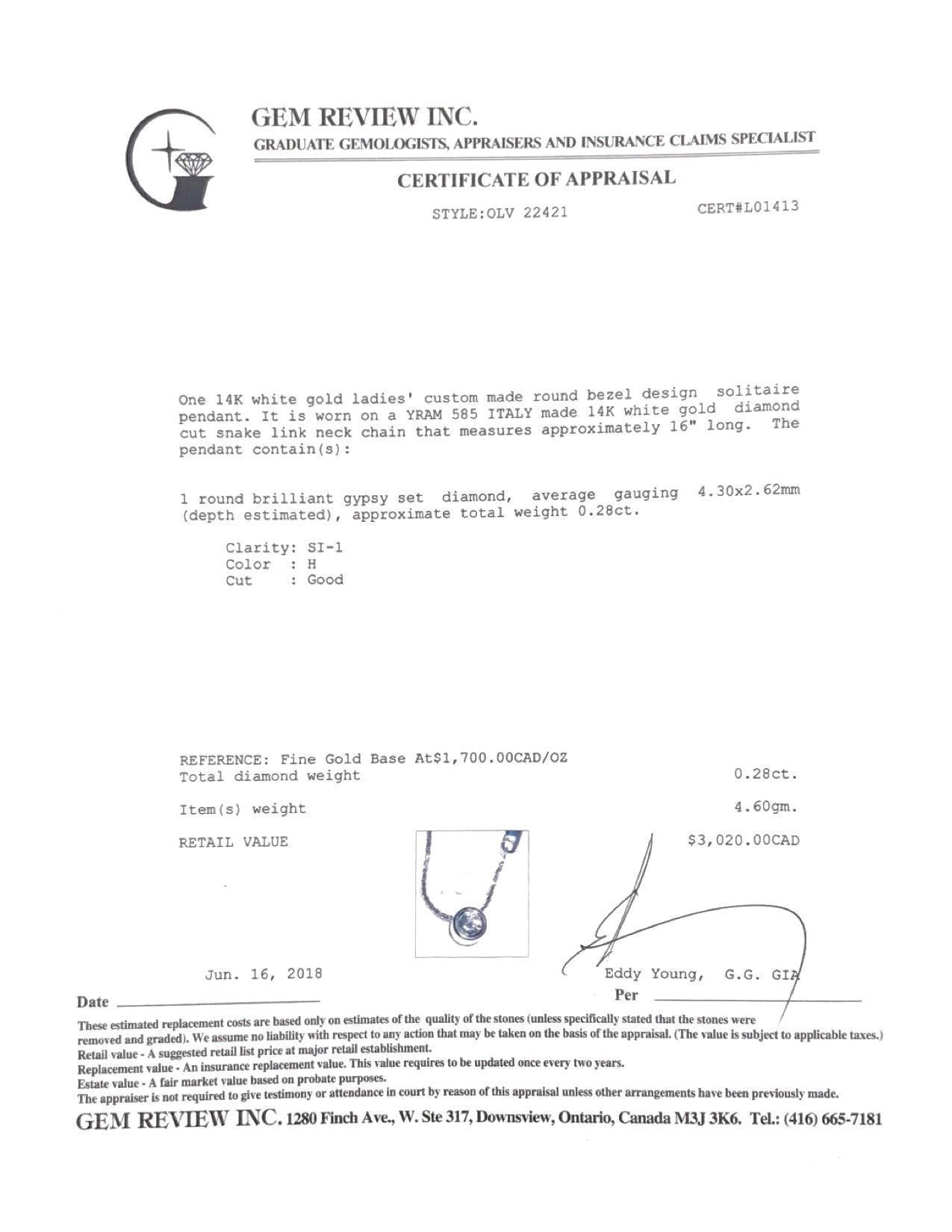 Bezel Set Diamond Pendant Necklace