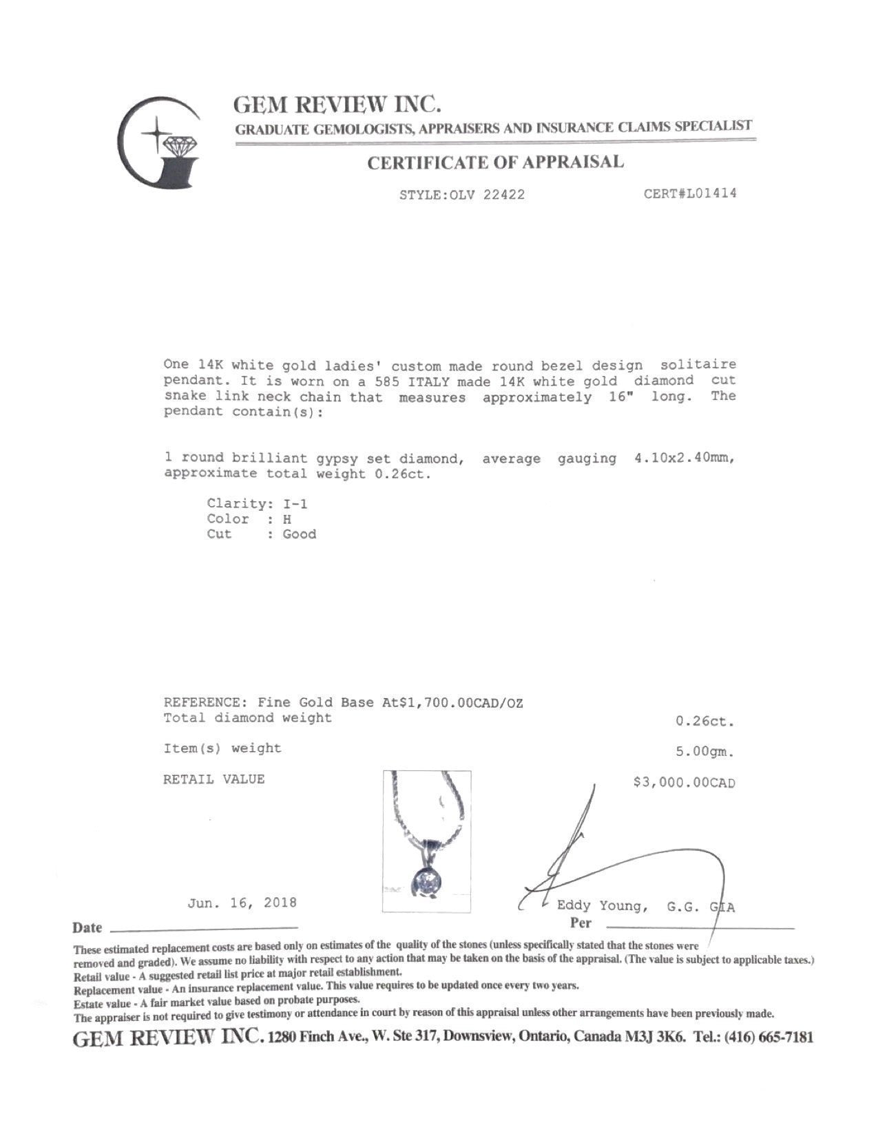 Bezel Set Diamond Solitaire Pendant Necklace