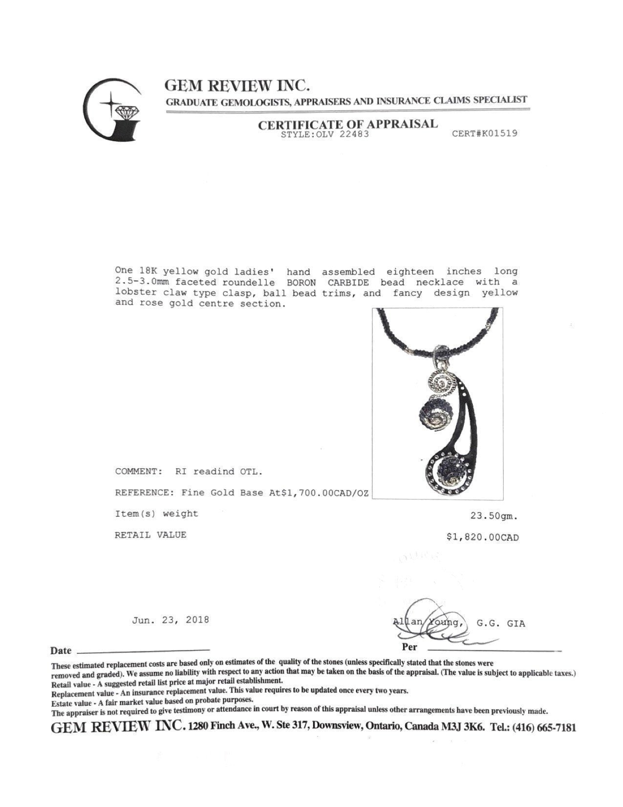 Boron Carbide Bead Necklace