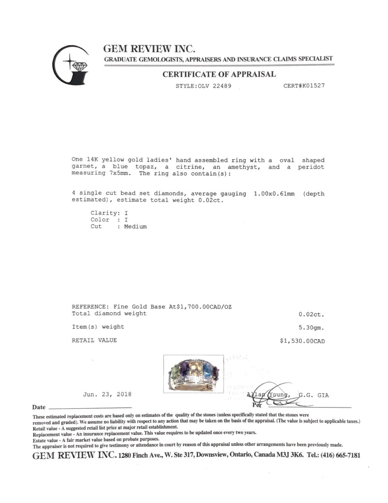 Coloured Stone and Diamond Ring