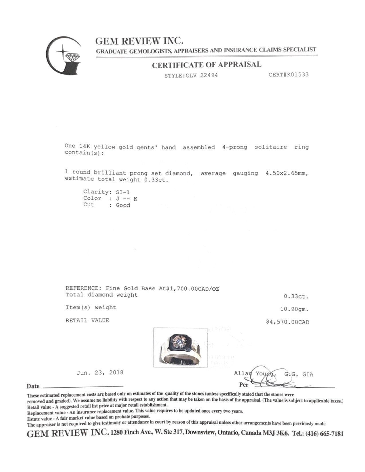 Gent's Diamond Solitaire Ring