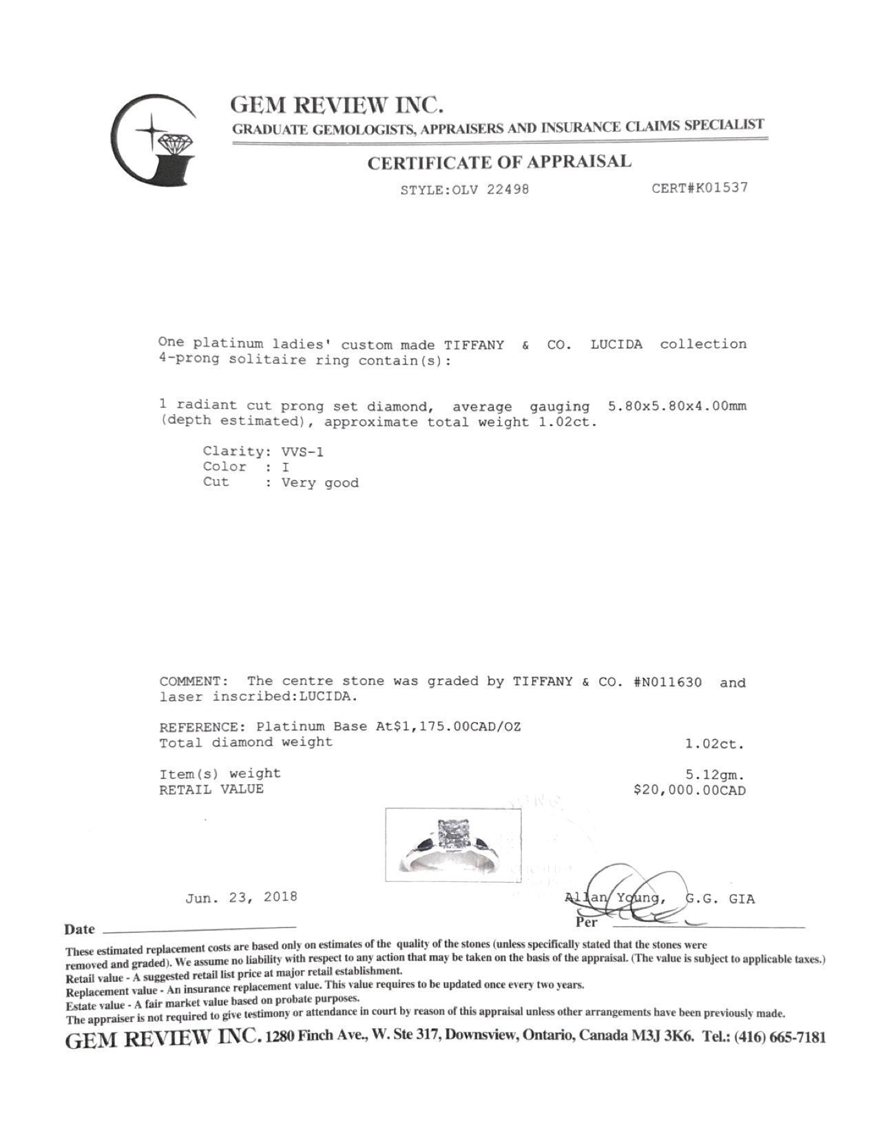 Tiffany & Co. Lucida Diamond Solitaire Engagement Ring