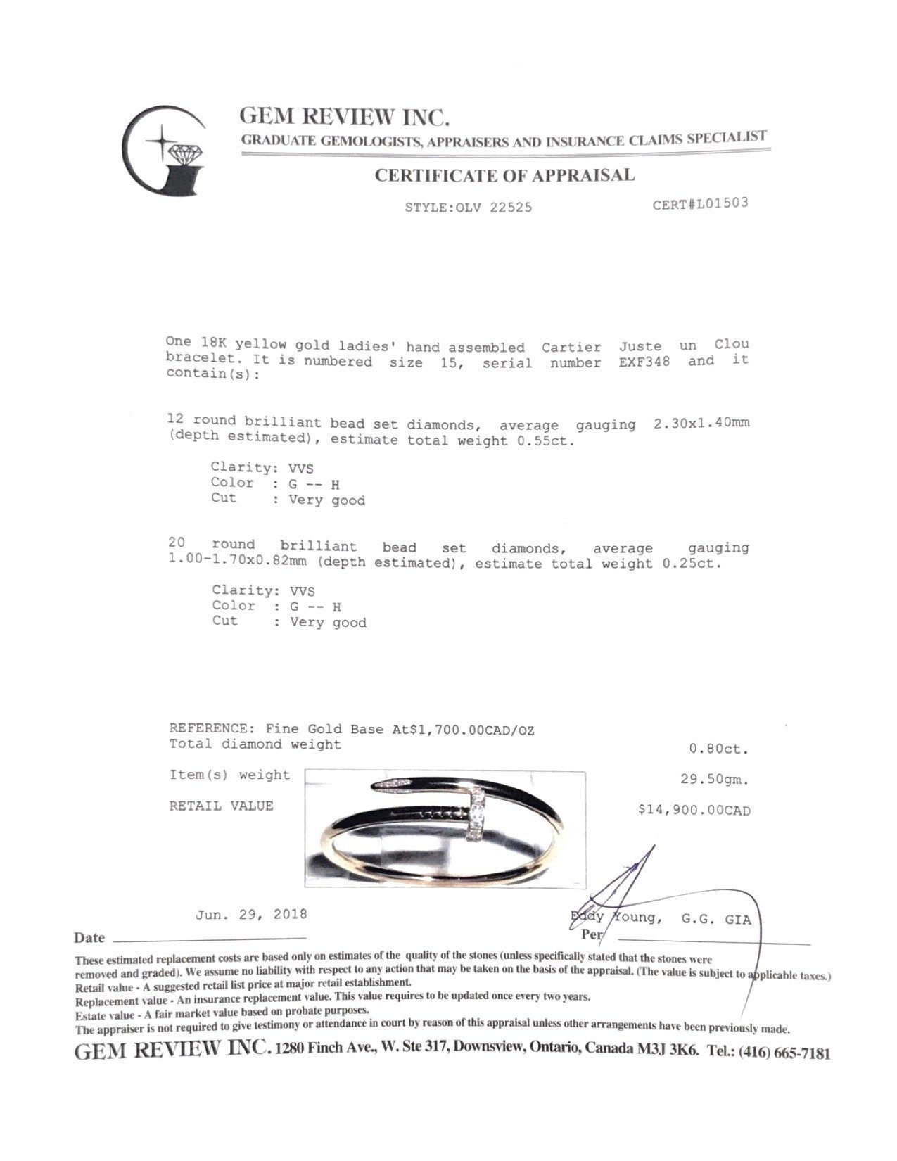 Cartier Juste Un Clou Bracelet with Diamonds