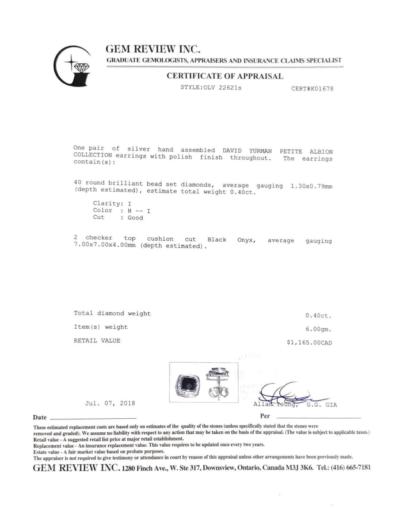 David Yurman Petite Albion Earrings with Black Onyx and Diamonds