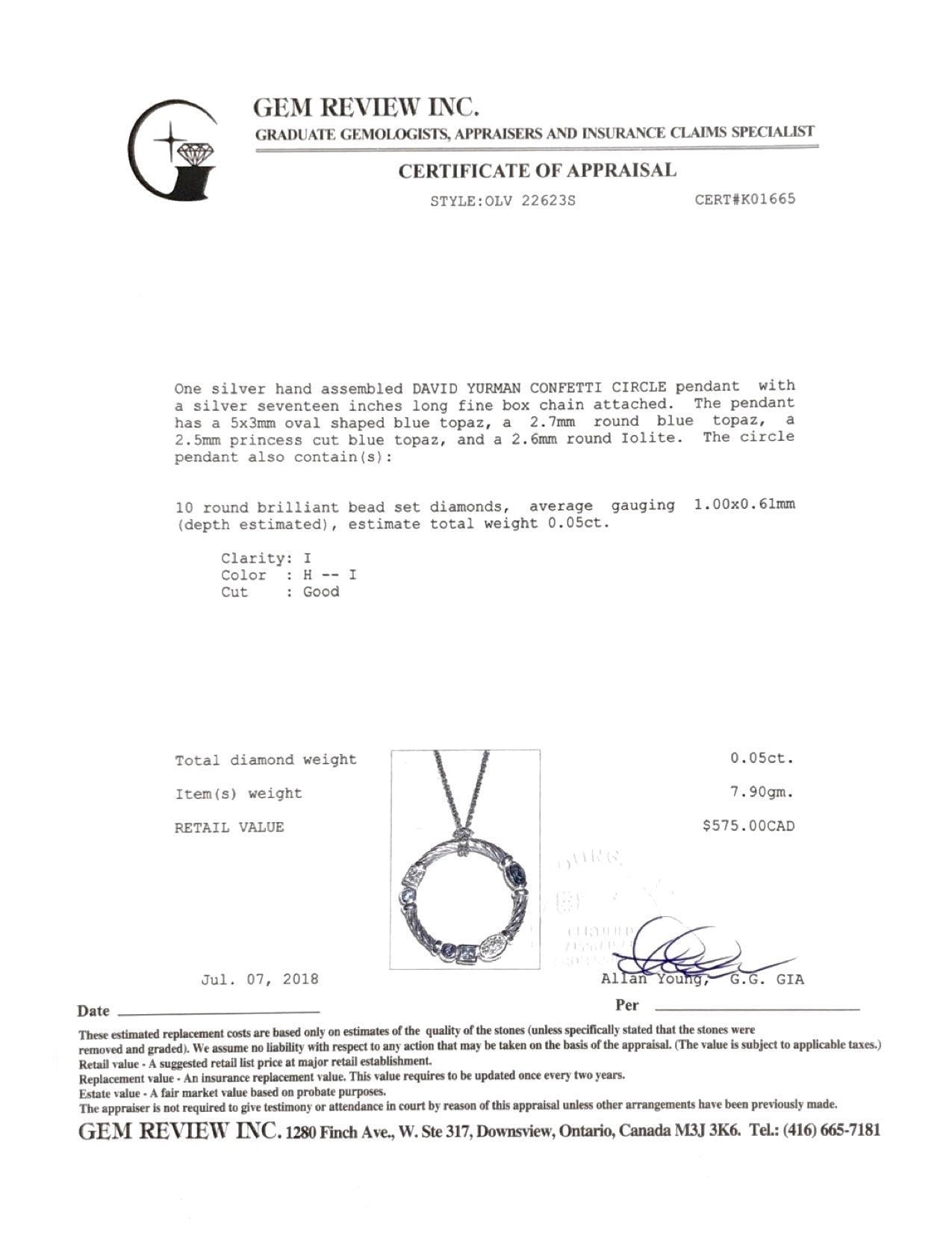 David Yurman Confetti Circle Pendant Necklace