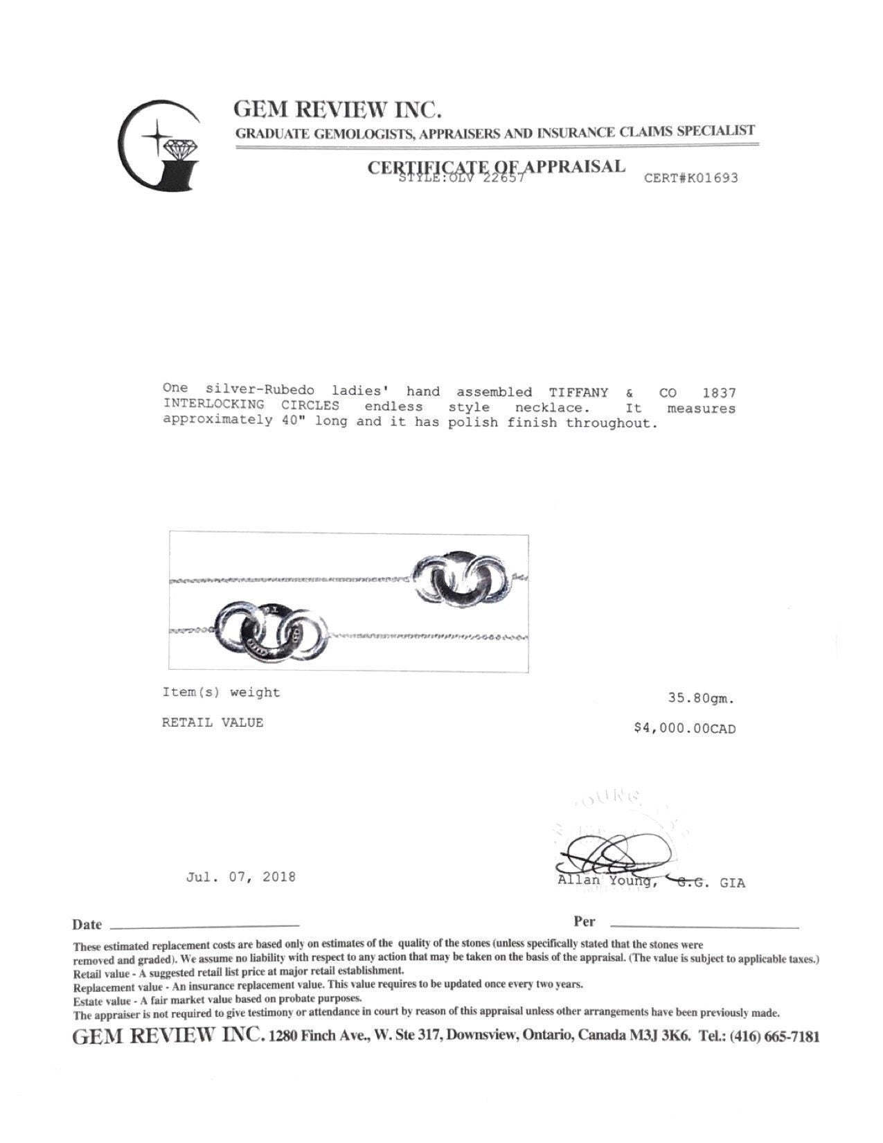 Tiffany & Co. 1837 Interlocking Circles Necklace