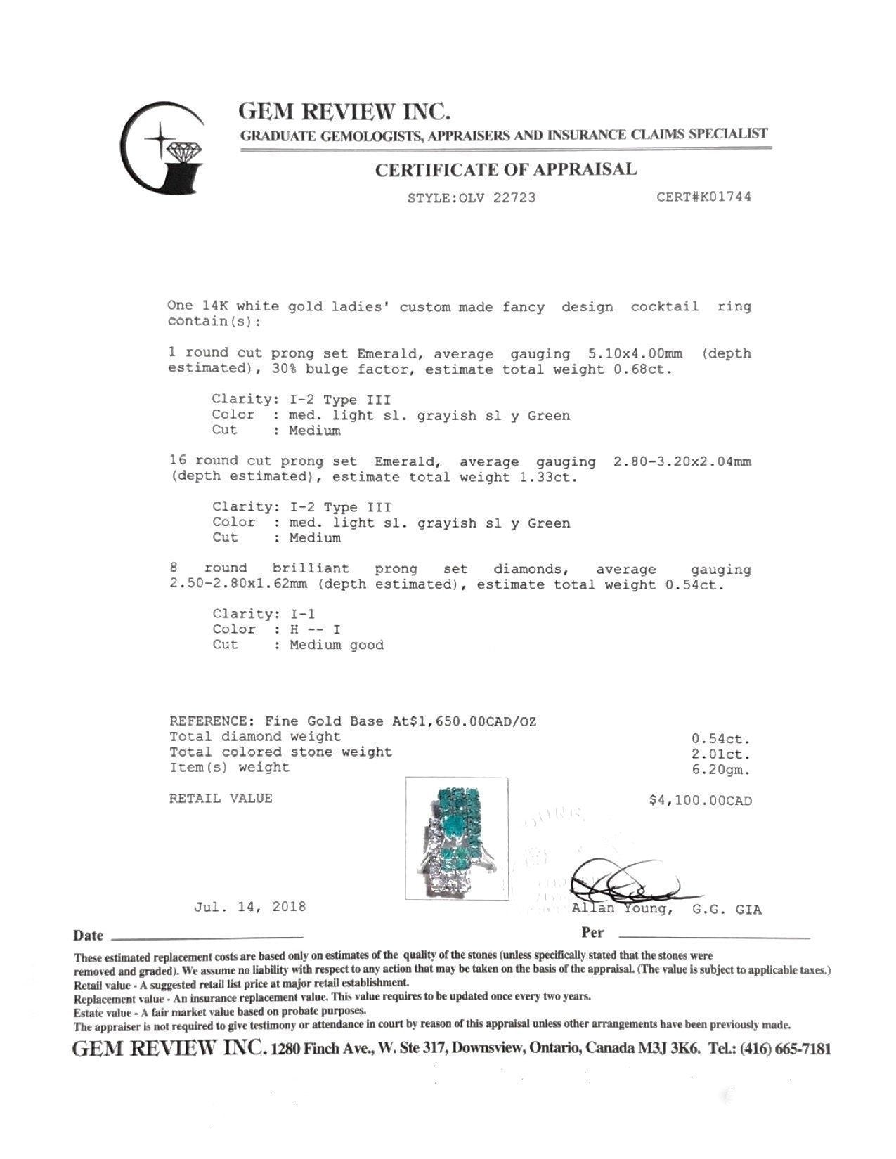 Emerald and Diamond Cocktail Ring