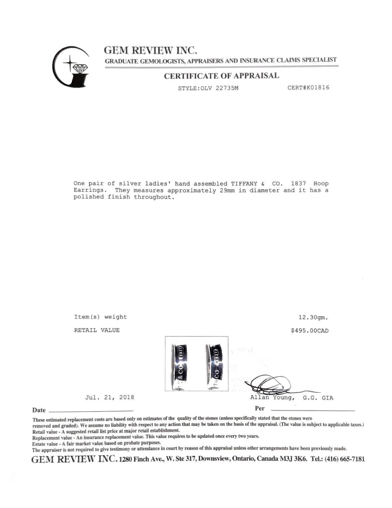 Tiffany & Co. 1837 Hoop Earrings