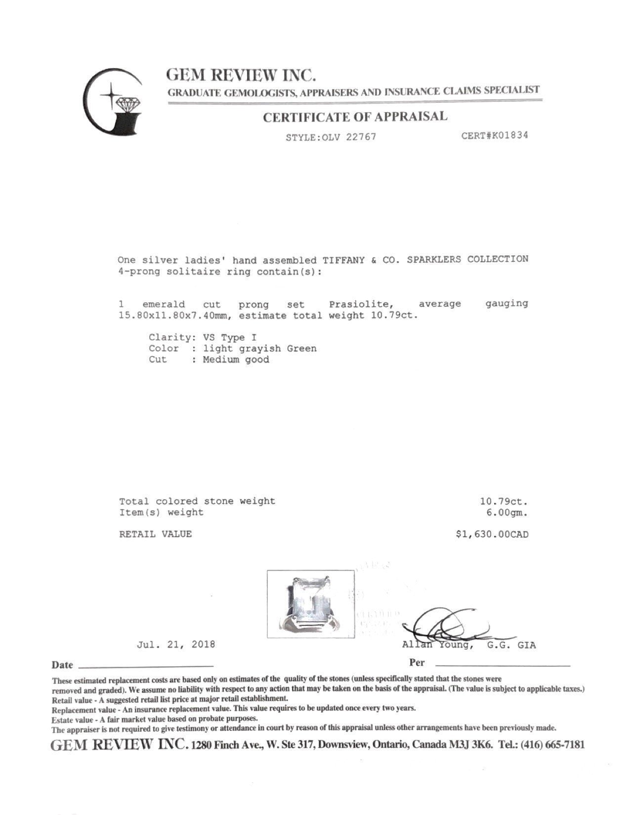 Tiffany & Co. Prasiolite Sparklers Ring