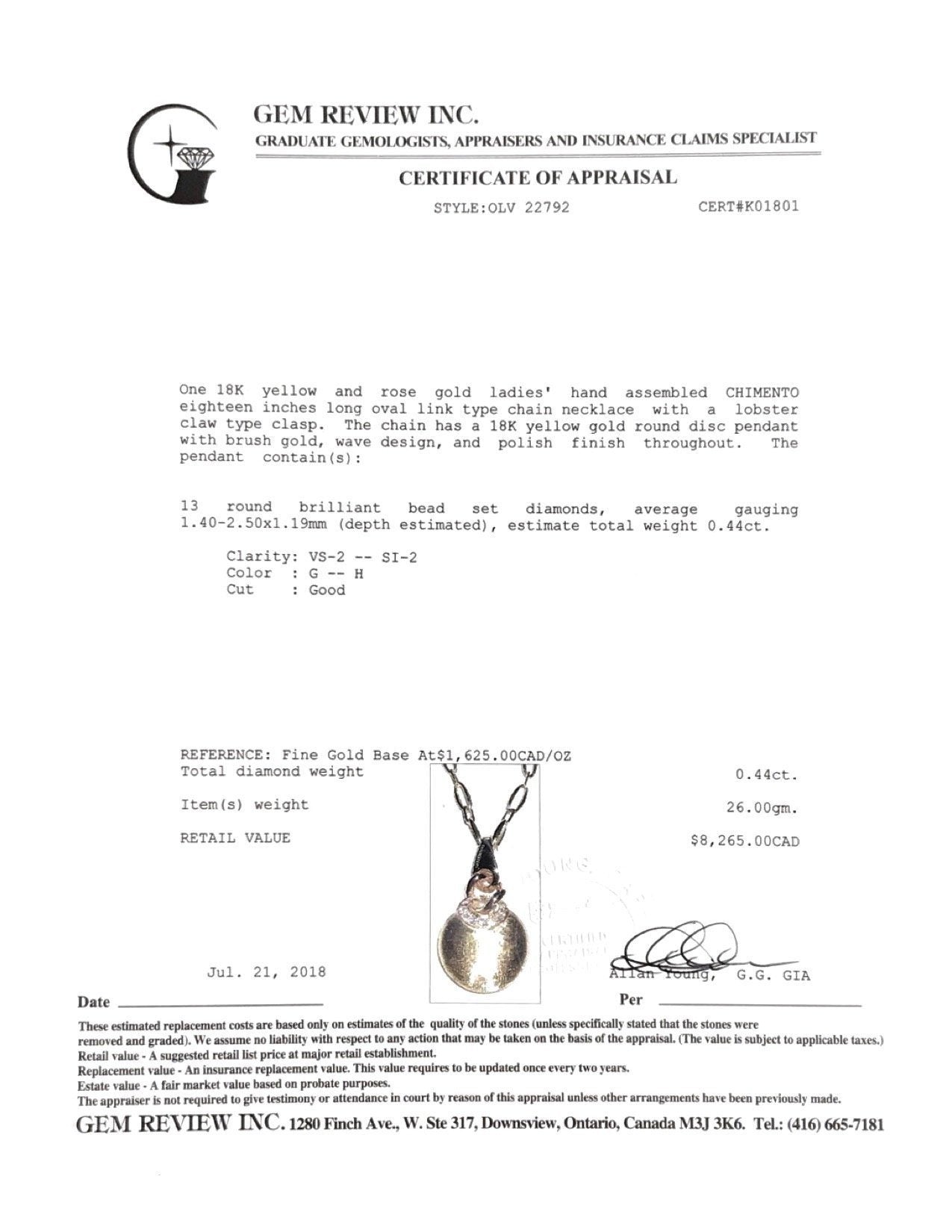 Chimento Round Pendant Necklace with Diamonds